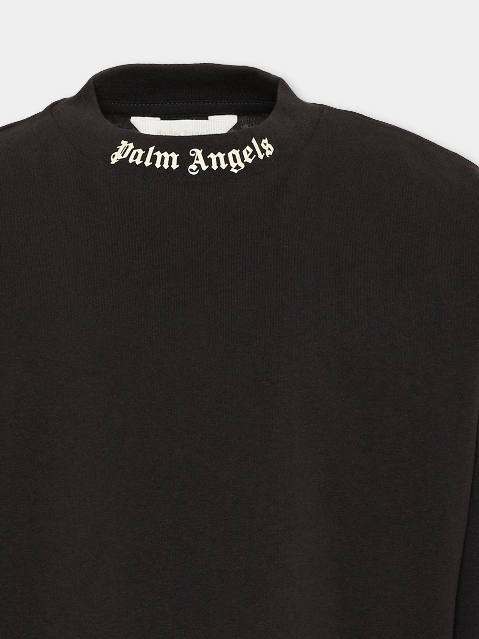 T-shirt nera per bambini con logo,Palm Angels,F6PAJBTH013 110