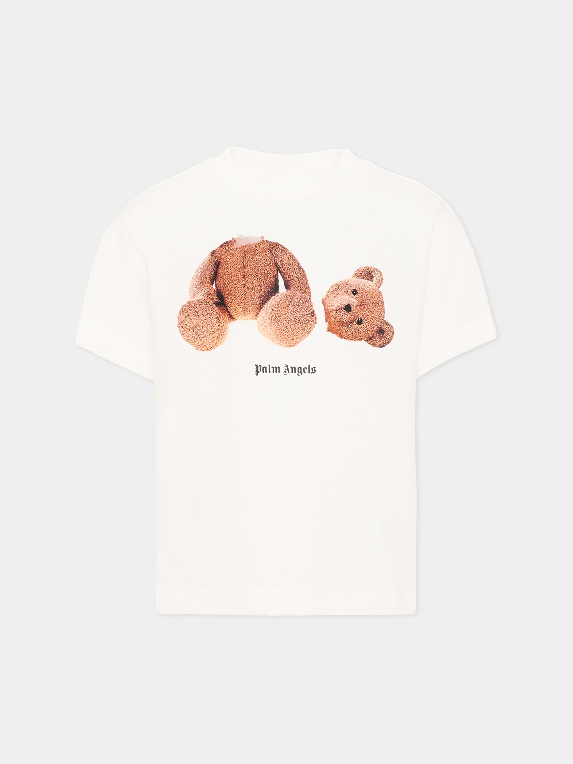 T-Shirt avorio per bambini con Teddy Bear,Palm Angels,F6PAJBTH061 412