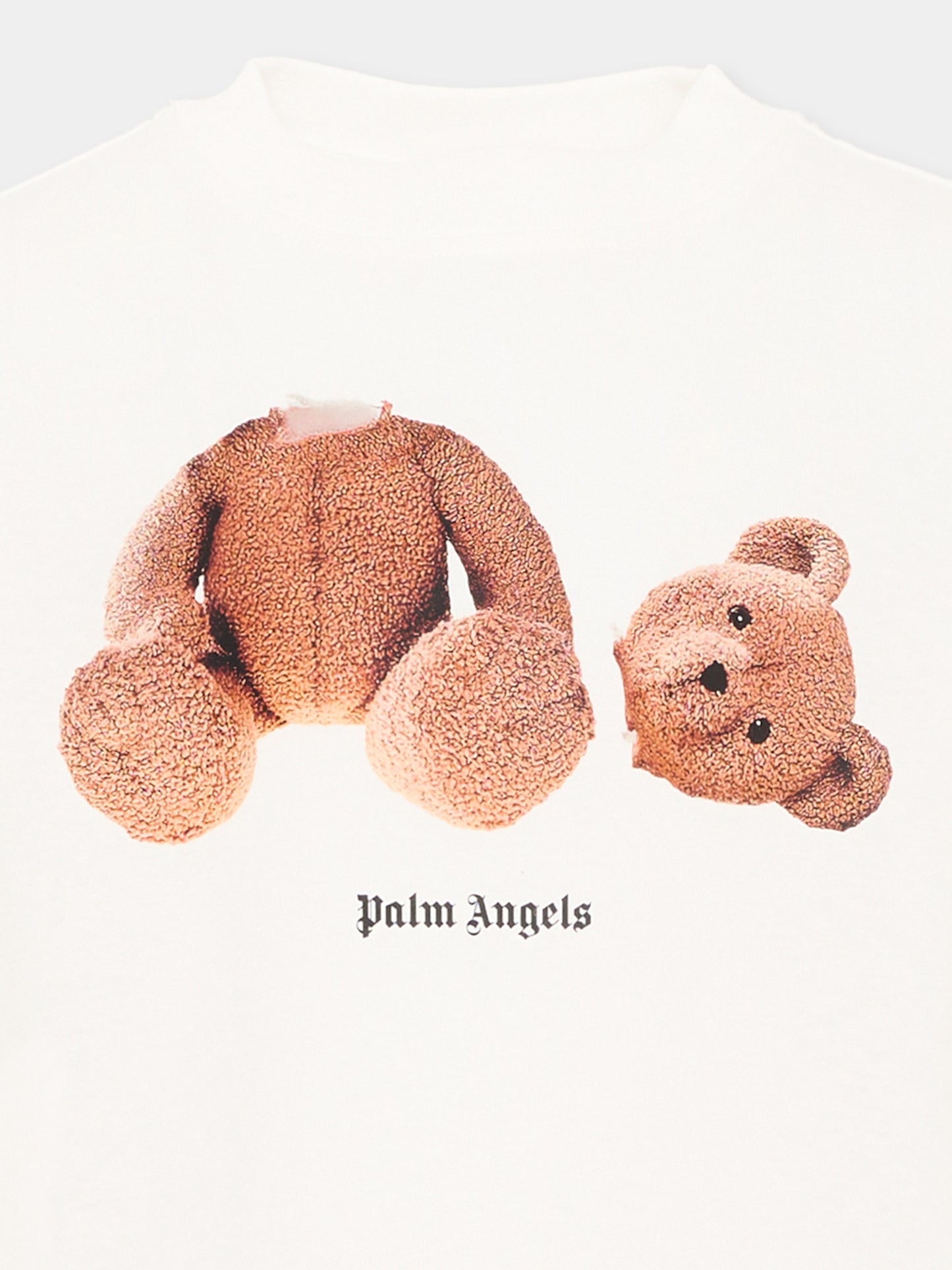 T-Shirt avorio per bambini con Teddy Bear,Palm Angels,F6PAJBTH061 412