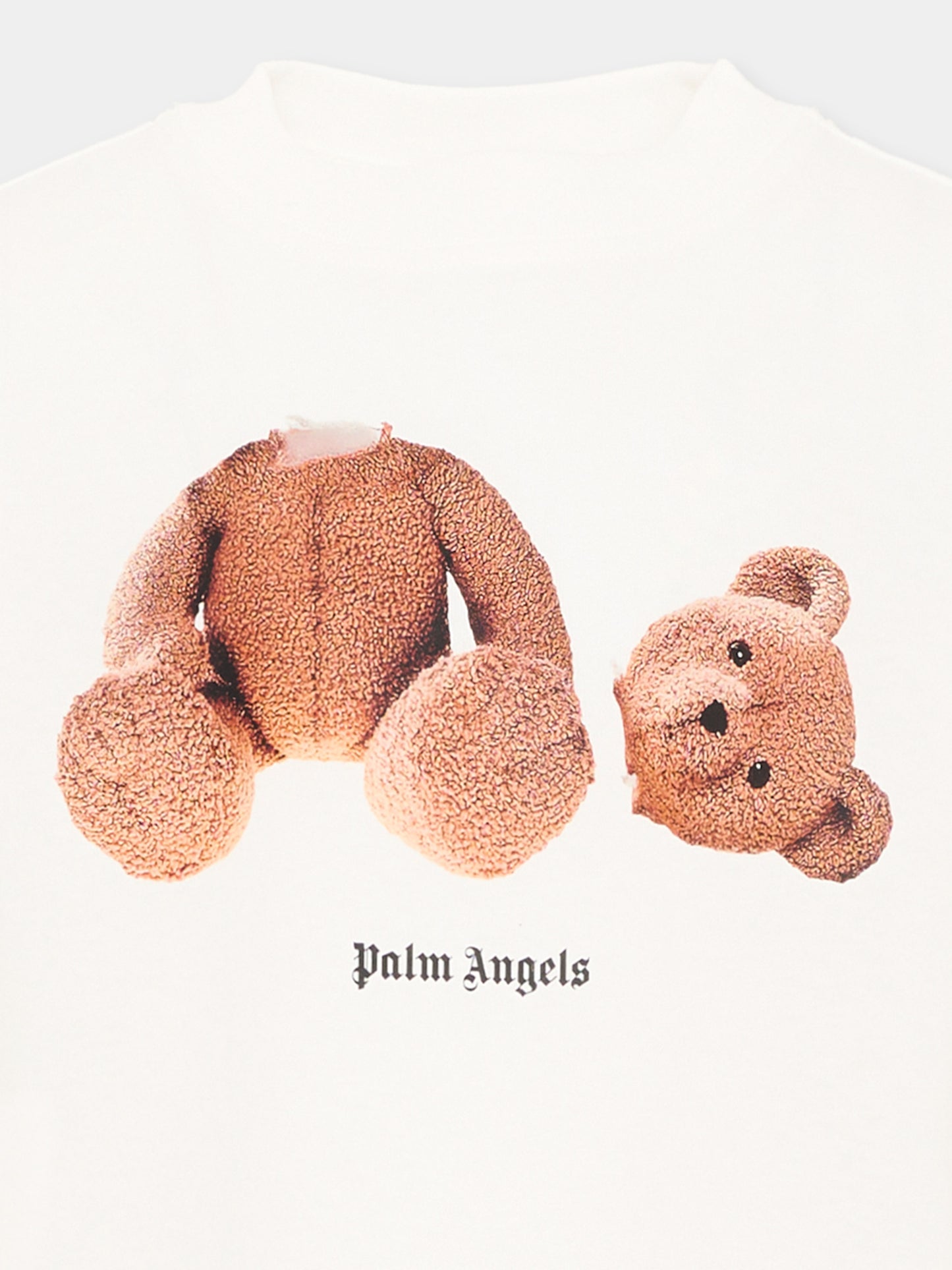 T-Shirt avorio per bambini con Teddy Bear,Palm Angels,F6PAJBTH061 412