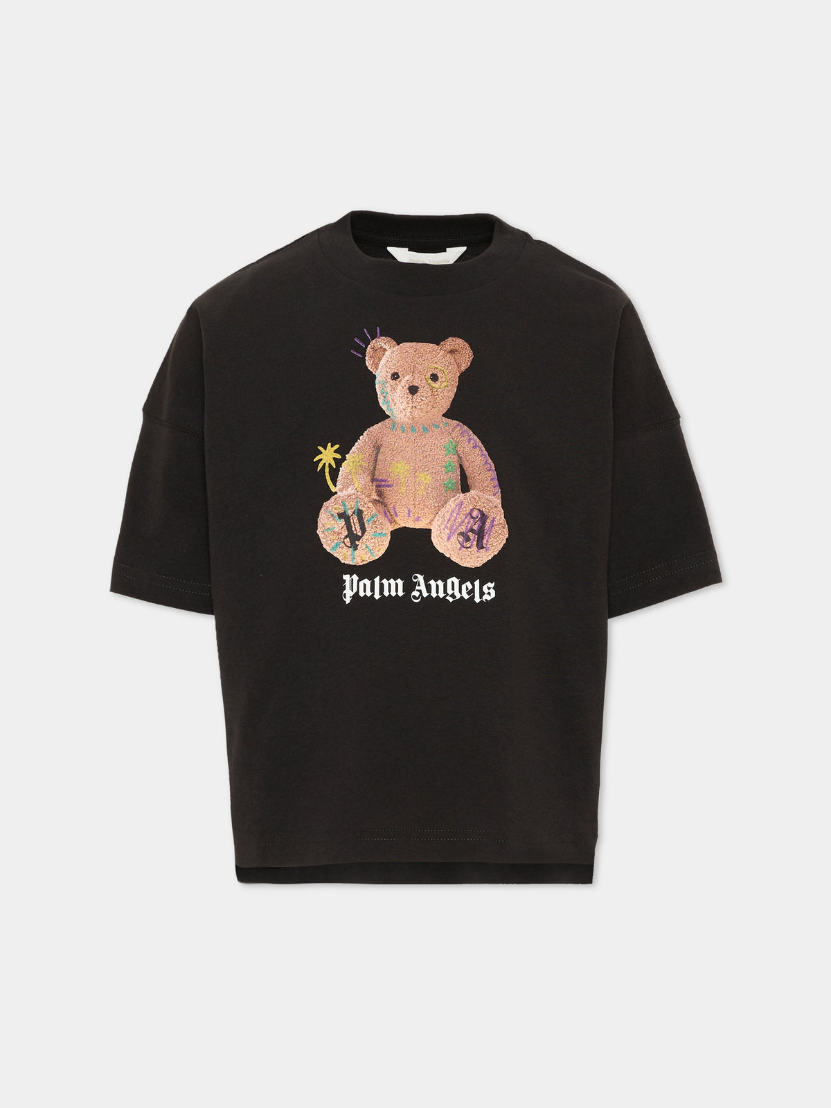T-Shirt nera per bambini con Teddy Bear,Palm Angels,F6PAJBTH101 110