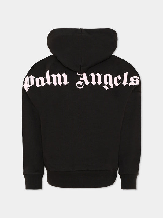 Felpa nera per bambina con logo,Palm Angels,F6PAJGHS063 110
