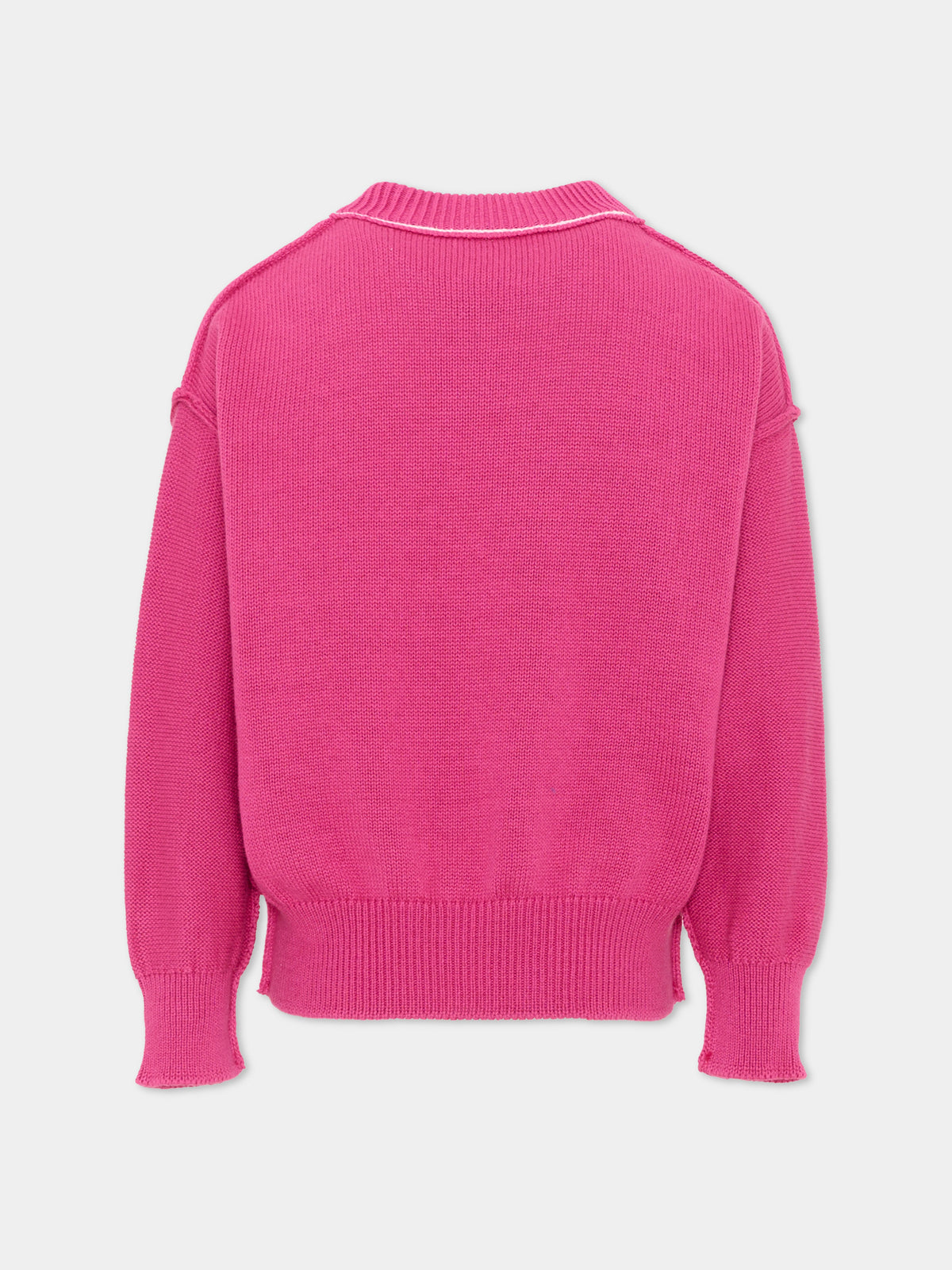 Maglione fucsia per bambina con logo,Palm Angels,F6PAJGJP155 402
