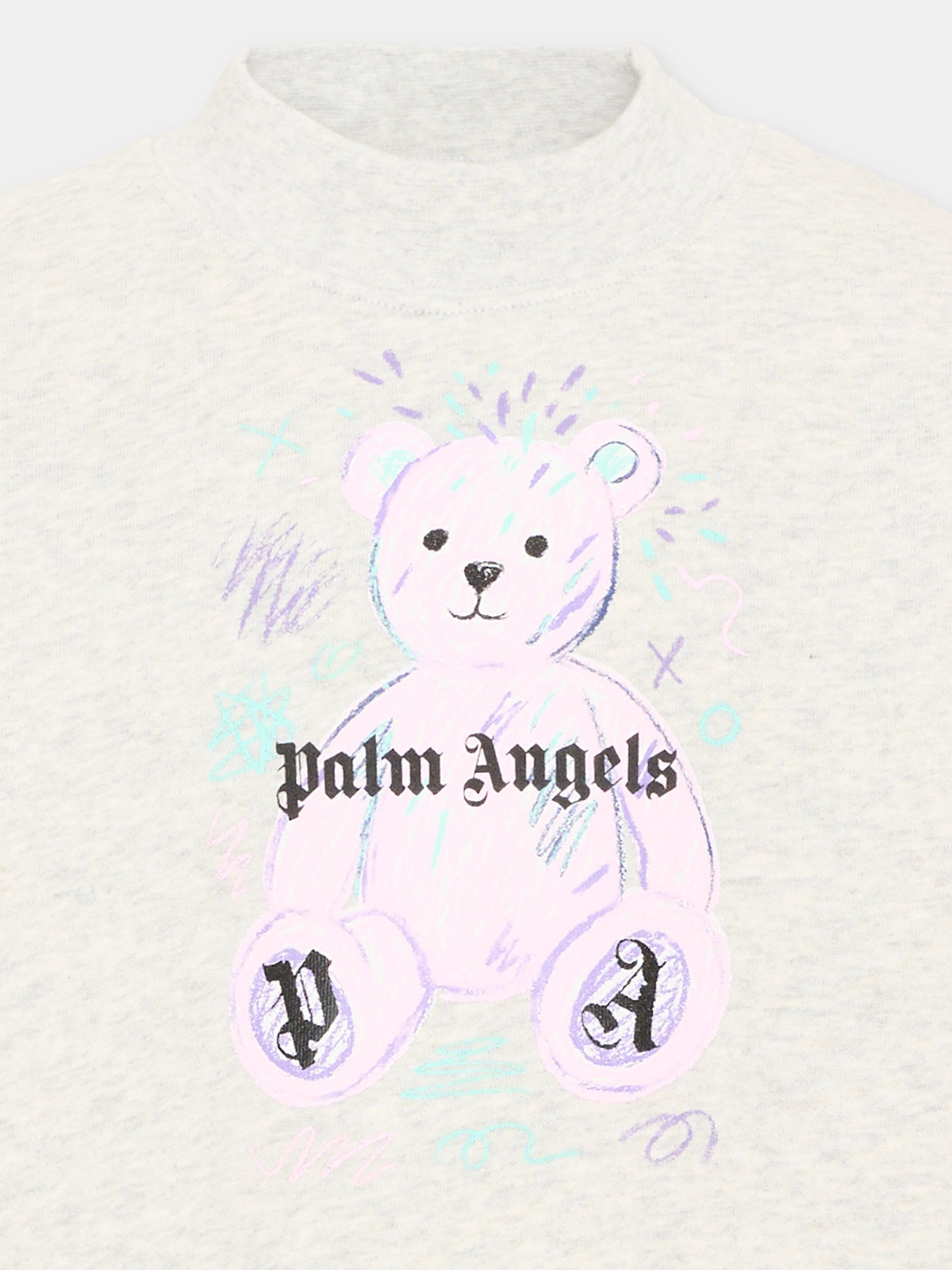 Felpa grigia per bambina con teddy bear,Palm Angels,F6PAJGSW080 101