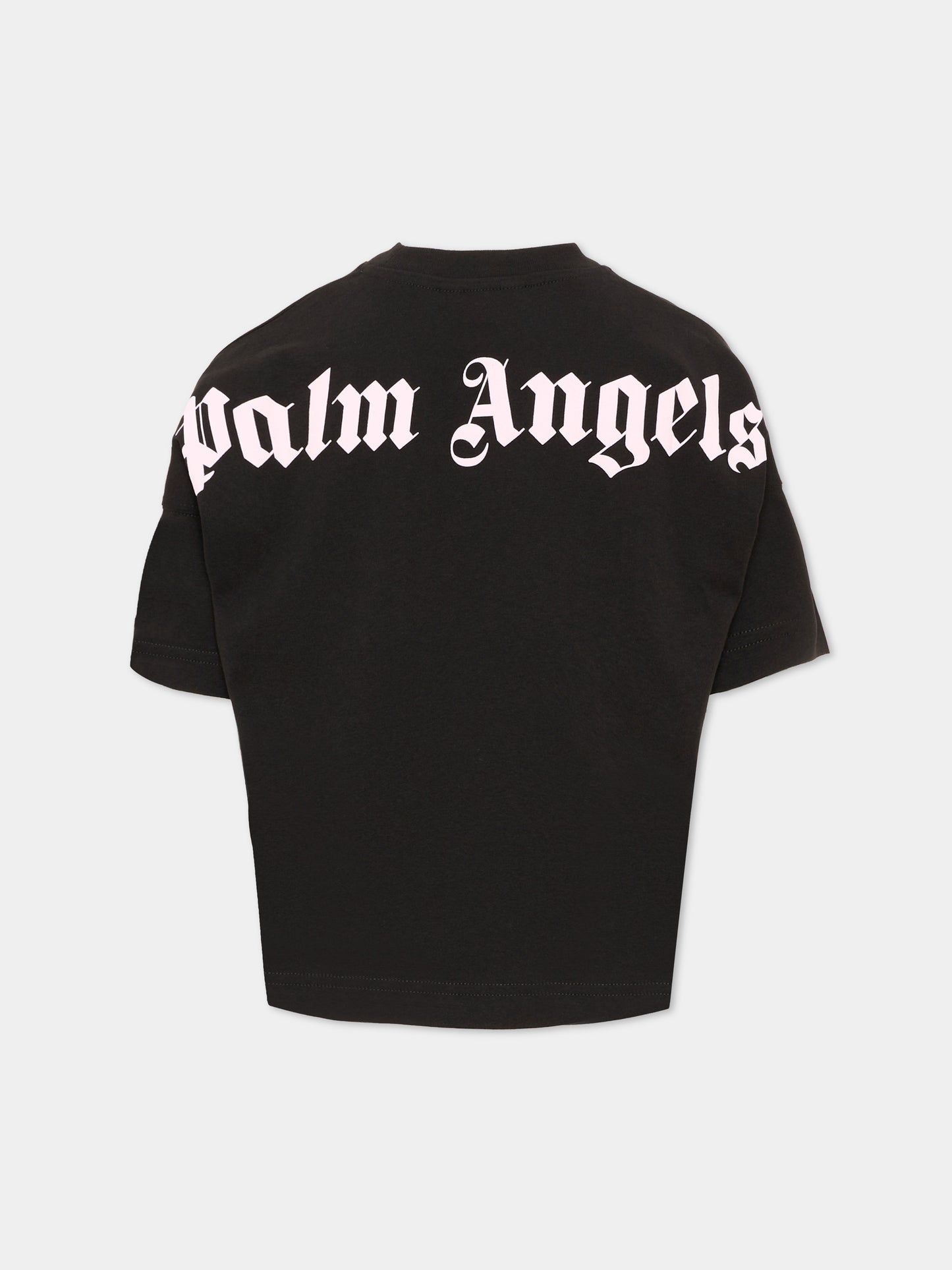 T-Shirt nera per bambina con logo,Palm Angels,F6PAJGTH064 110