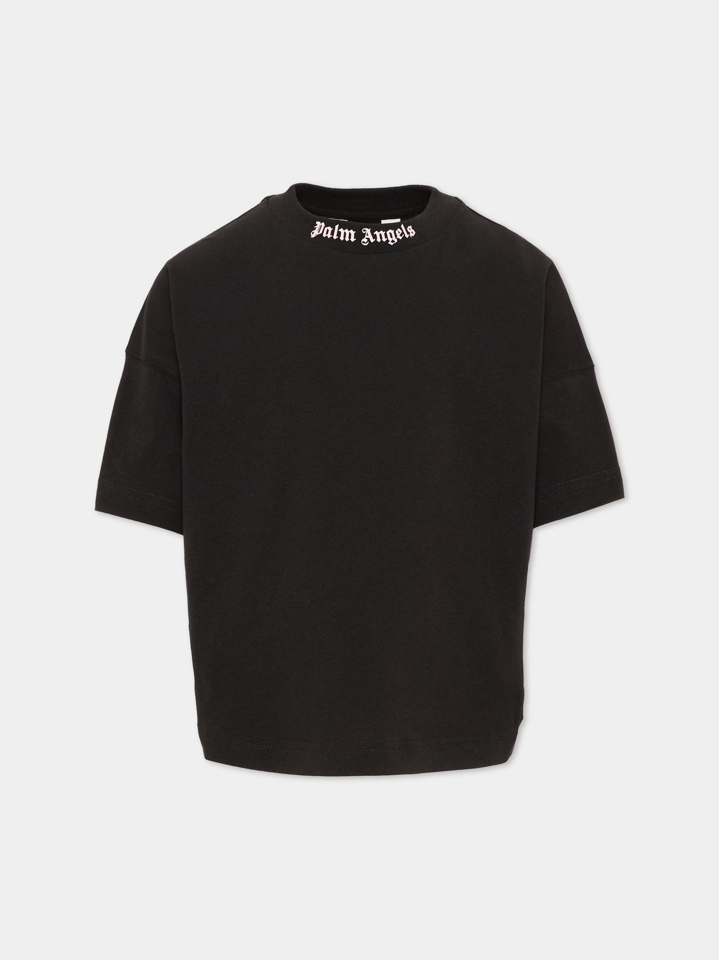 T-Shirt nera per bambina con logo,Palm Angels,F6PAJGTH064 110
