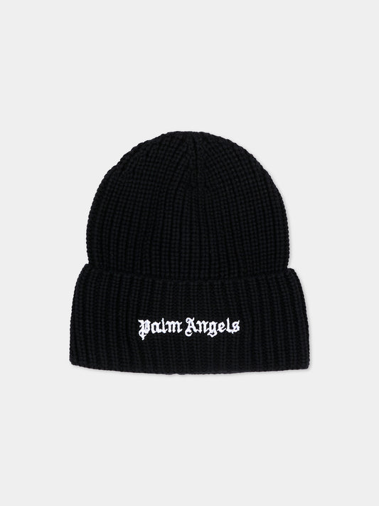 Berretto nero per bambini con logo,Palm Angels,F6PAJBHT226 110