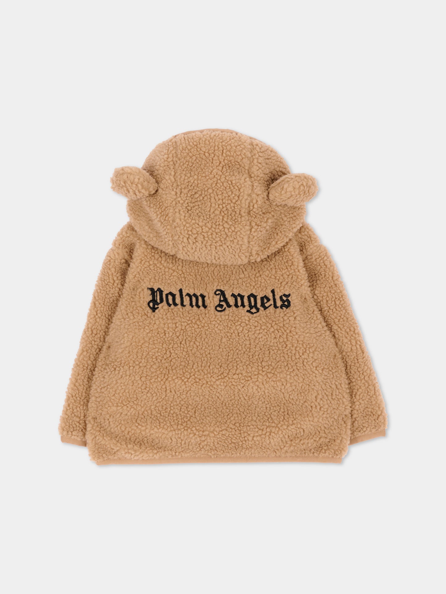 Ecopelliccia beige per neonati con logo,Palm Angels,F6PANBJK203 015