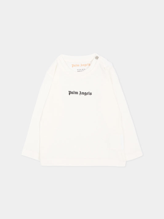 T-shirt bianca per neonato con logo,Palm Angels,F6PANBTH179 412