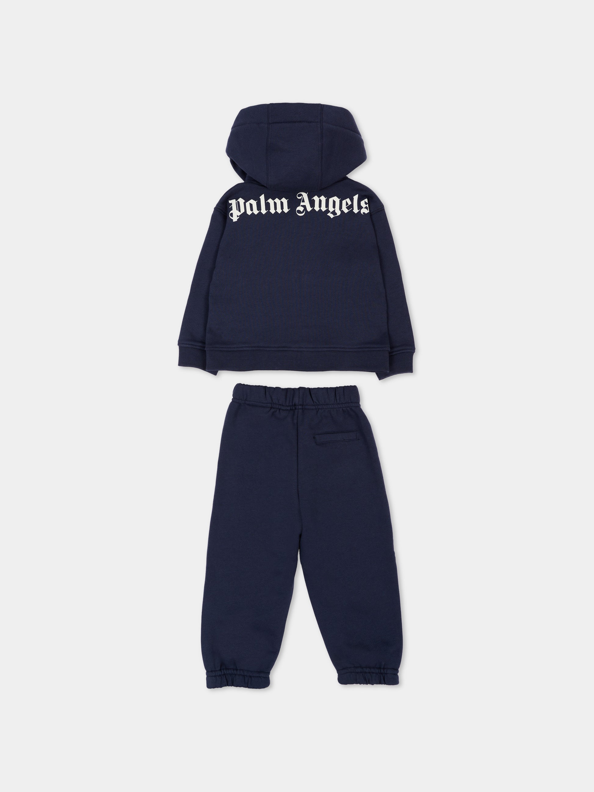 Completo sportivo lungo blu per neonato con logo,Palm Angels,F6PANBTP180 1528