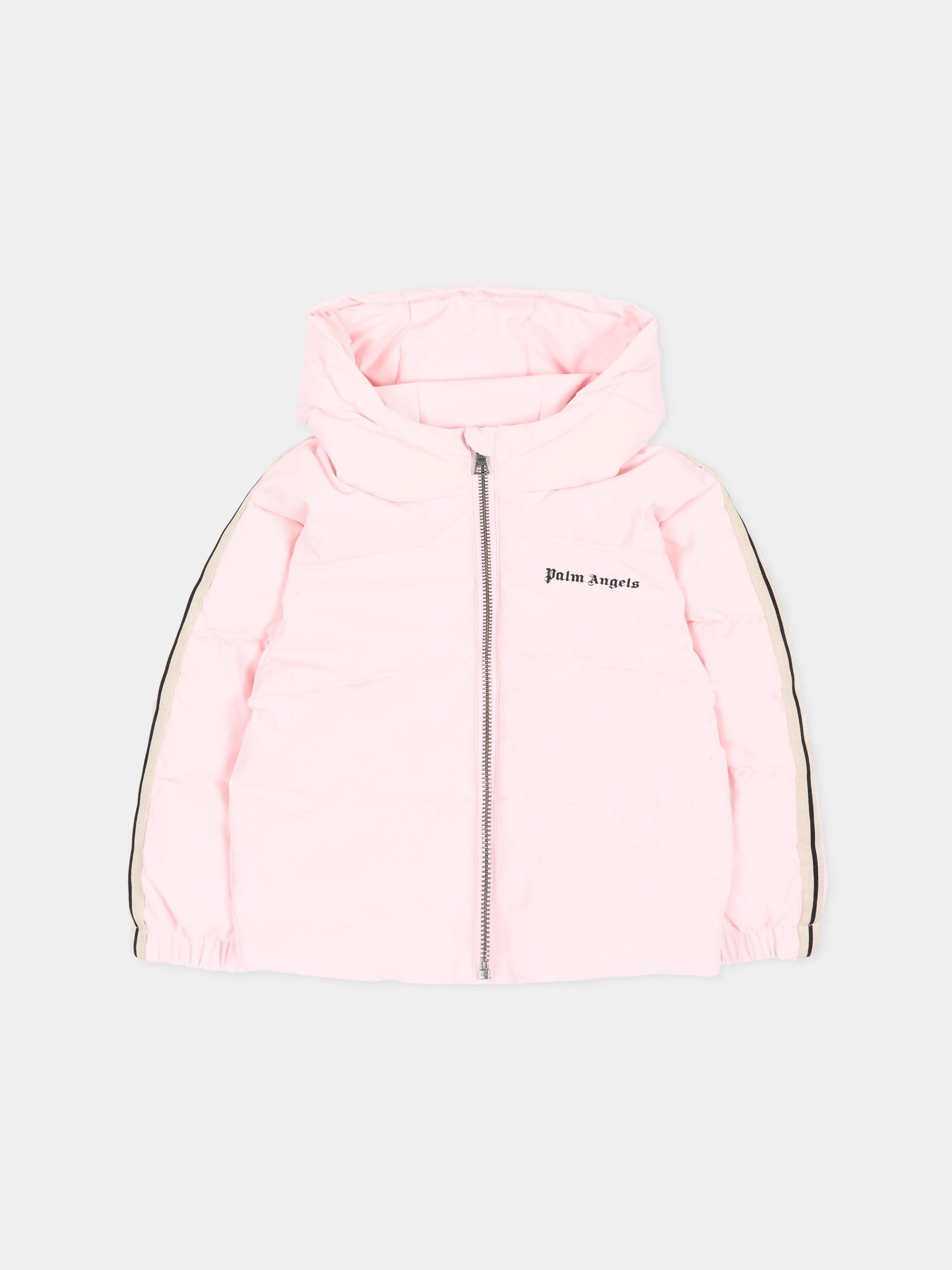 Piumini rosa per neonata con logo,Palm Angels,F6PANGPF206 042