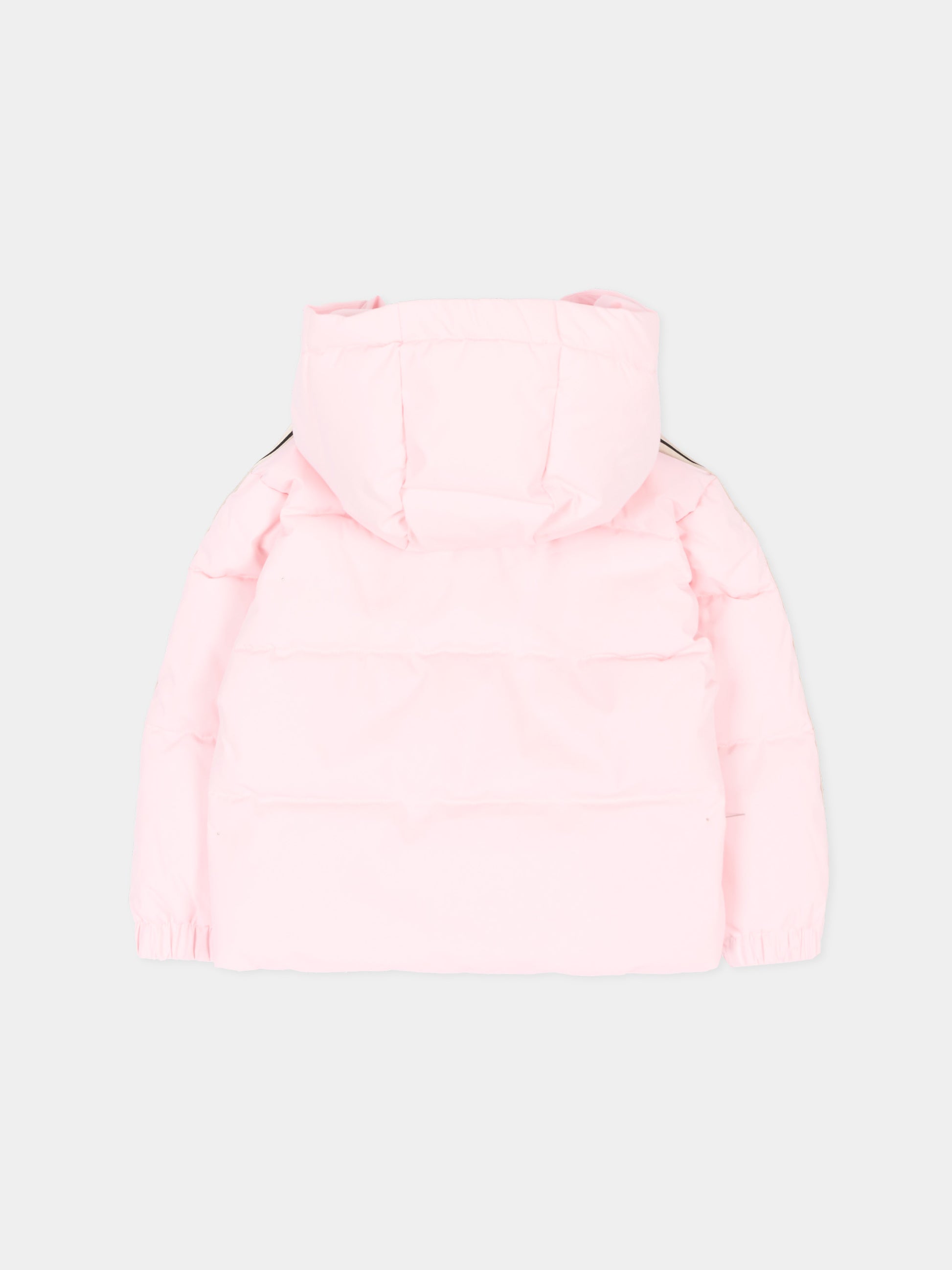 Piumini rosa per neonata con logo,Palm Angels,F6PANGPF206 042