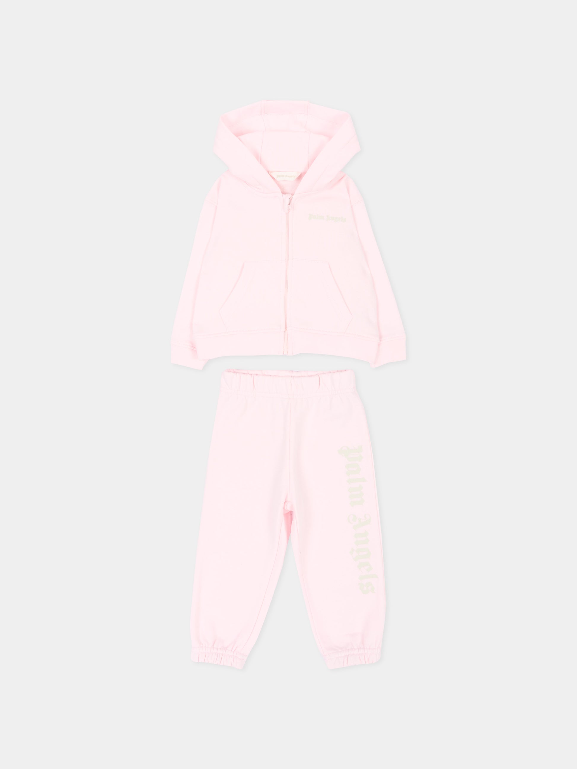 Completo sportivo lungo rosa per neonata con logo,Palm Angels,F6PANGTP181 042