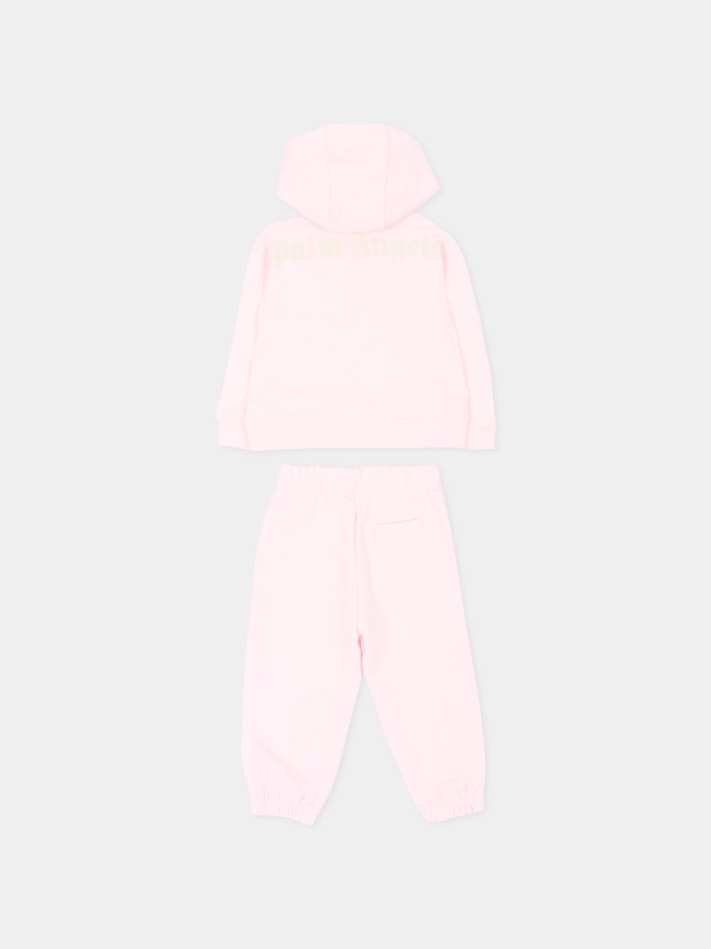 Completo sportivo lungo rosa per neonata con logo,Palm Angels,F6PANGTP181 042