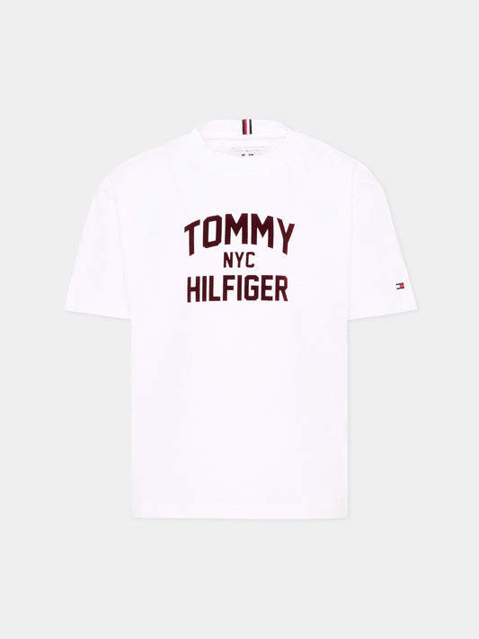 T-shirt bianca per bambini con logo,Tommy Hilfiger Junior,KB0KB10641 YBR