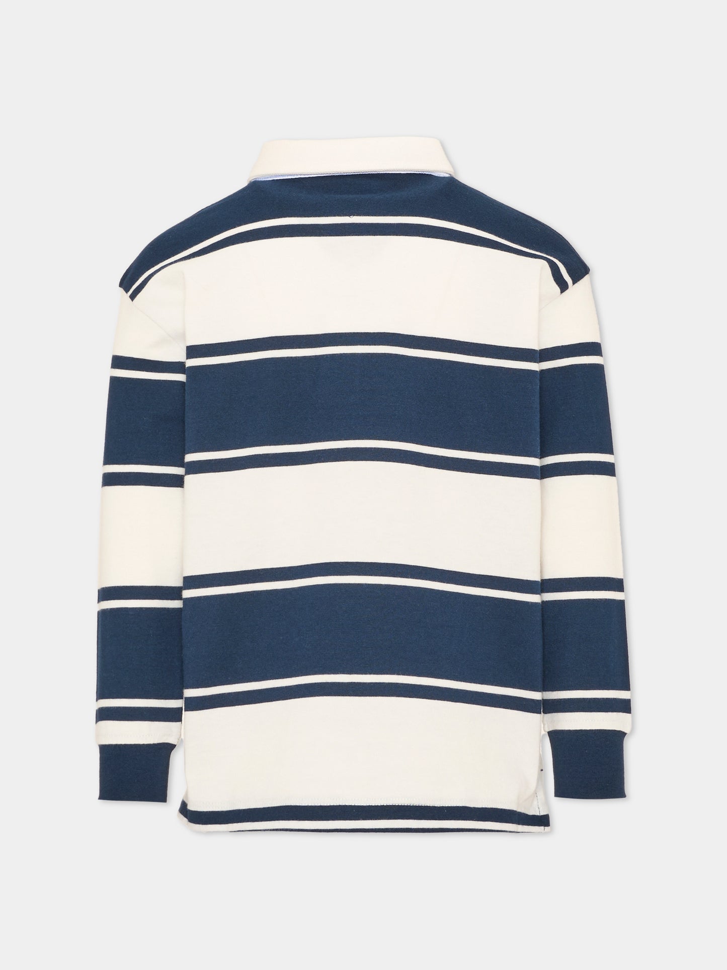 Polo a manica lunga blu per bambino a righe