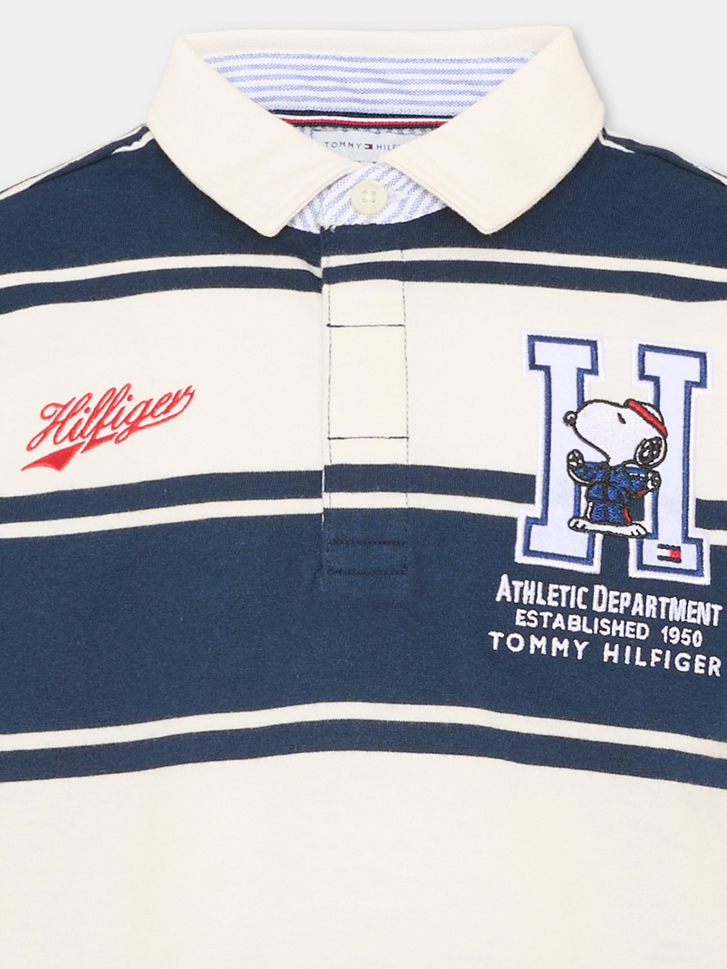 Polo a manica lunga blu per bambino a righe