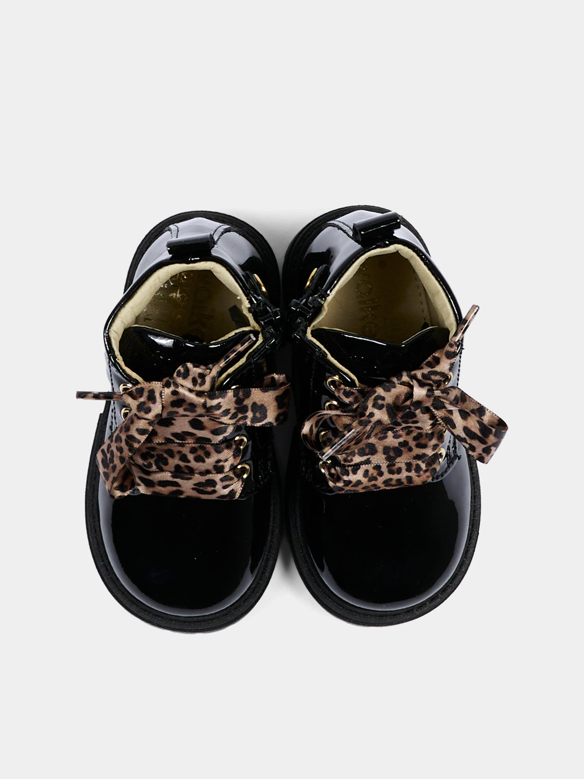 Anfibi nero per neonata con lacci animalier,Walkey,Y1A5 43942 0149999