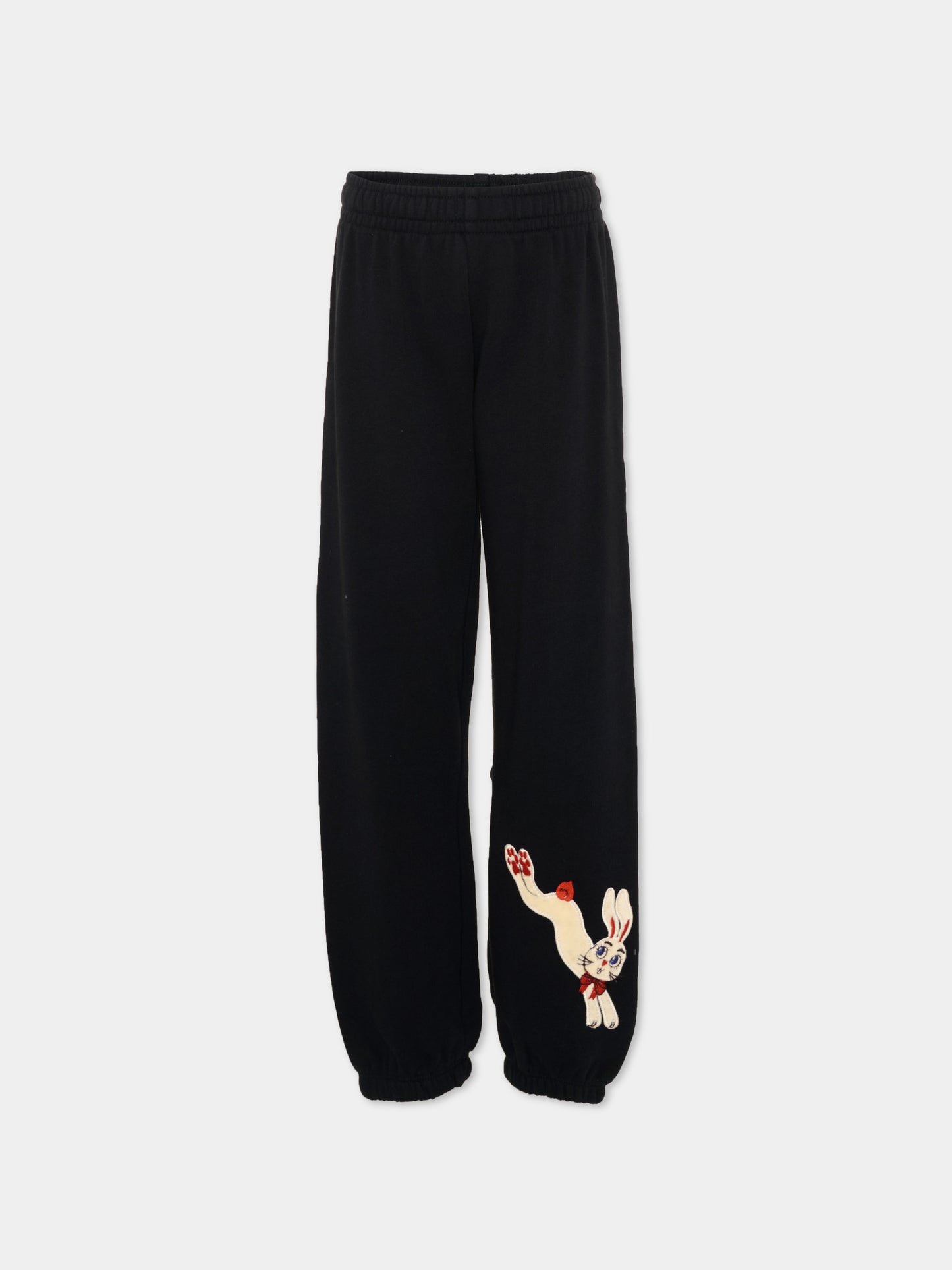 Pantalone nero per bambini con coniglio,Mini Rodini,2673012099