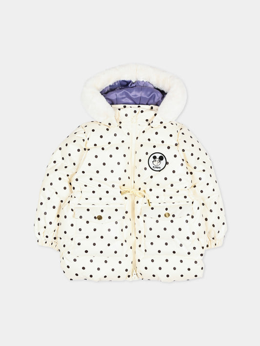 Piumino avorio per bambina a pois,Mini Rodini,2671010711
