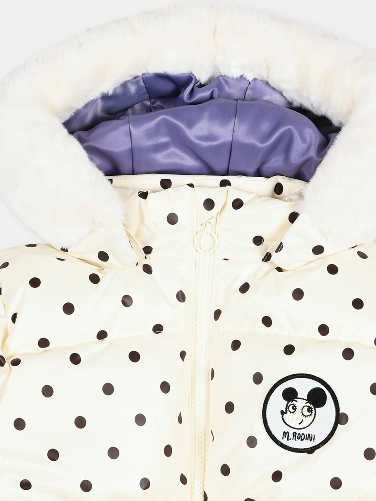 Piumino avorio per bambina a pois,Mini Rodini,2671010711
