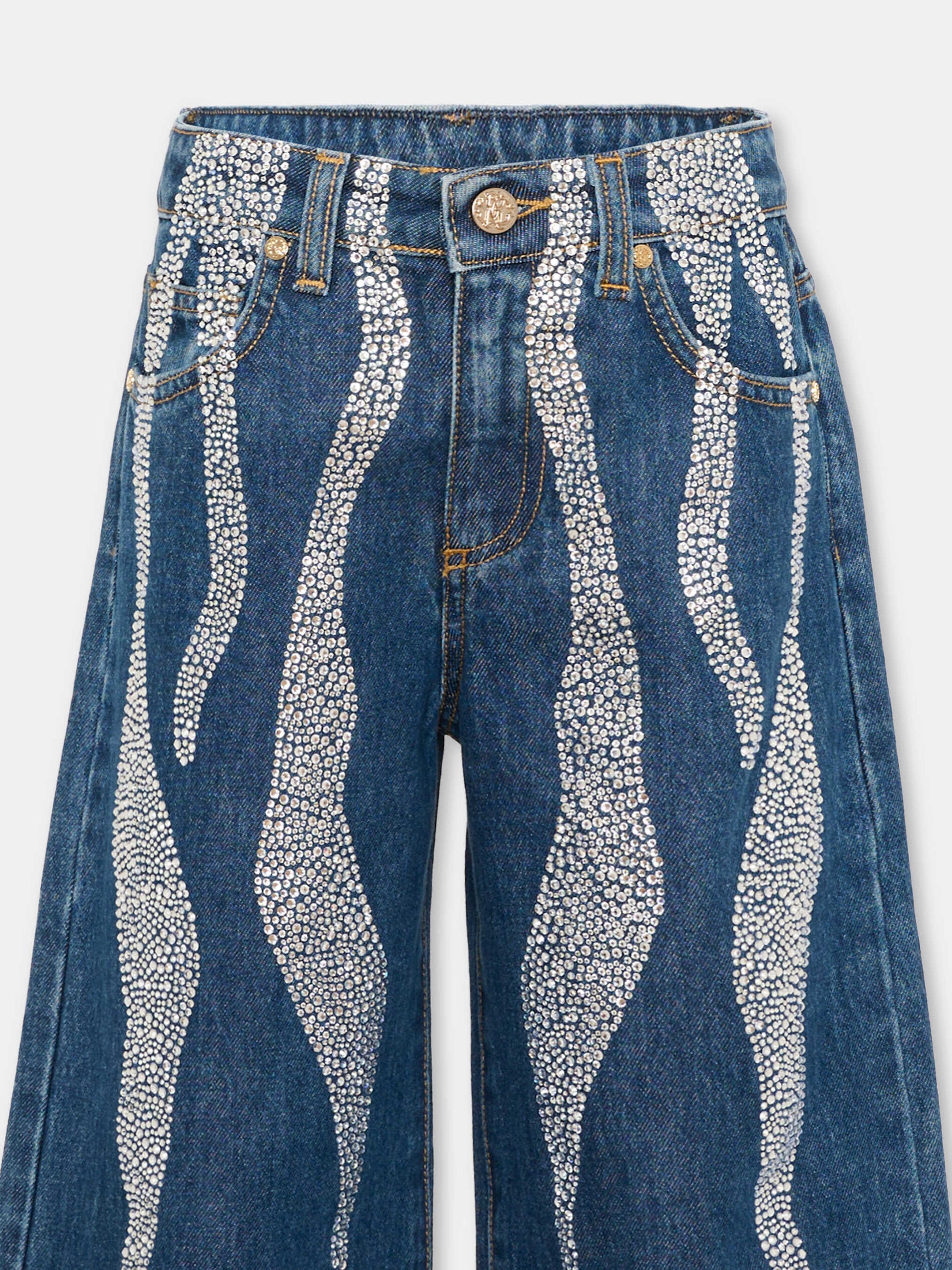 Jeans denim per bambina con strass,Roberto Cavalli Kids,CGA26018JE D.BLUE_MED