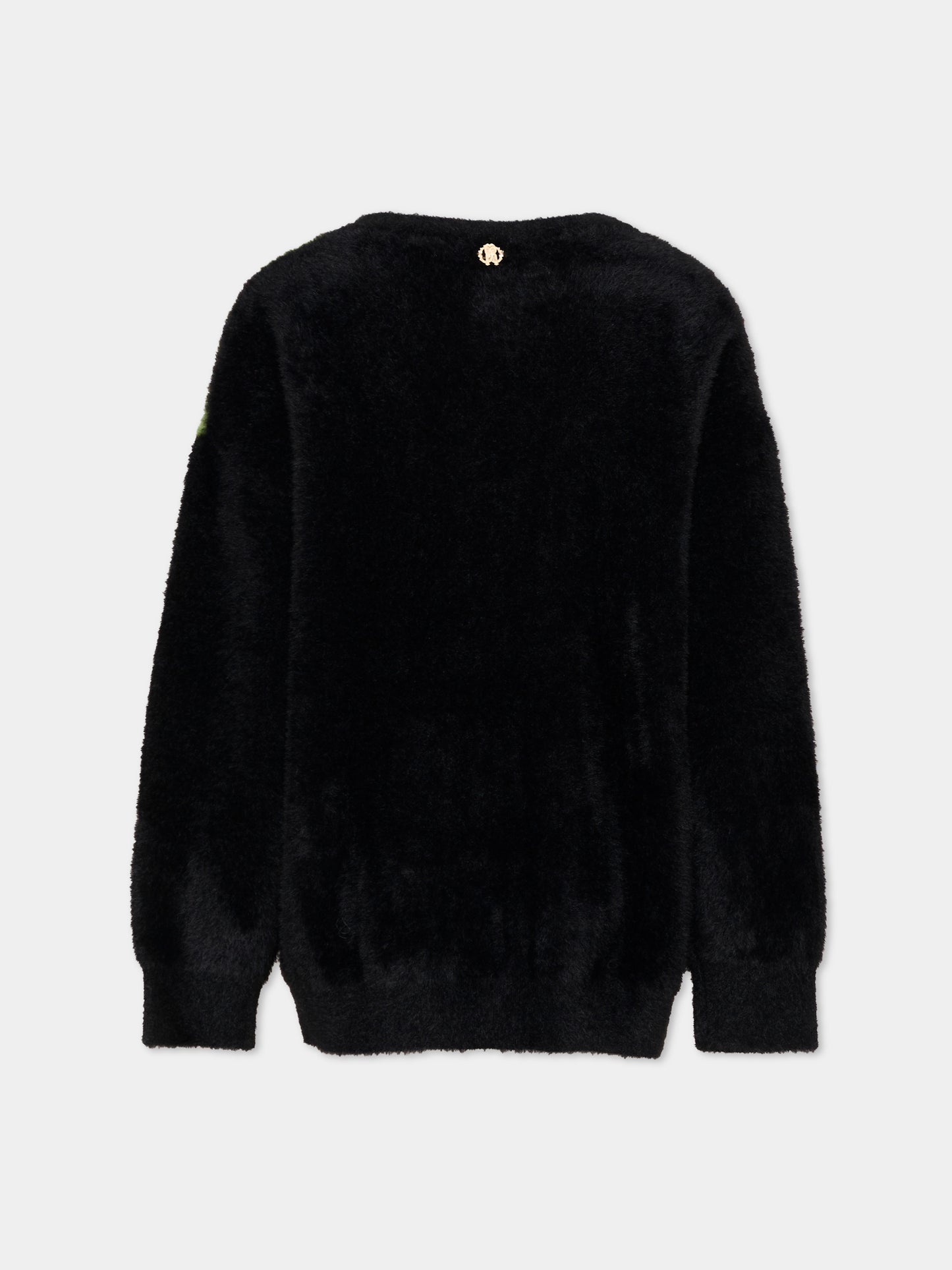 Maglione nero per bambina con leopardo,Roberto Cavalli Kids,CGA26144MA BLACK