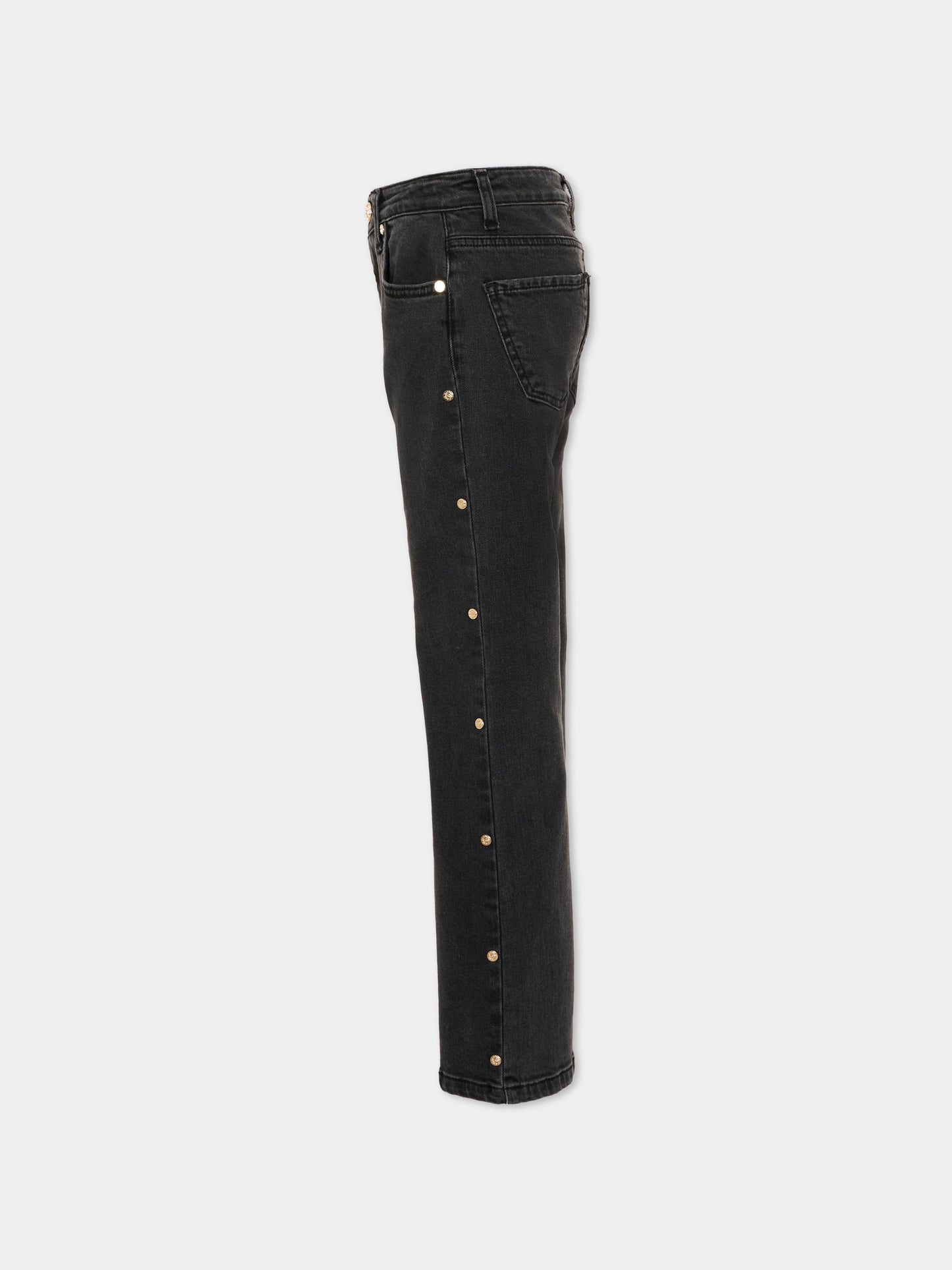 Jeans nero per bambina con patch logo,Roberto Cavalli Kids,CGA26097JE D.BLACK