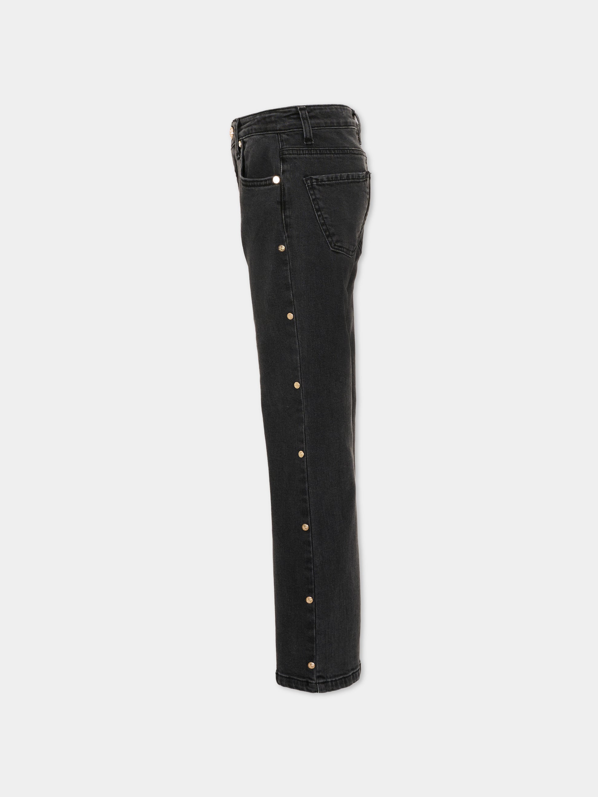 Jeans nero per bambina con patch logo,Roberto Cavalli Kids,CGA26097JE D.BLACK