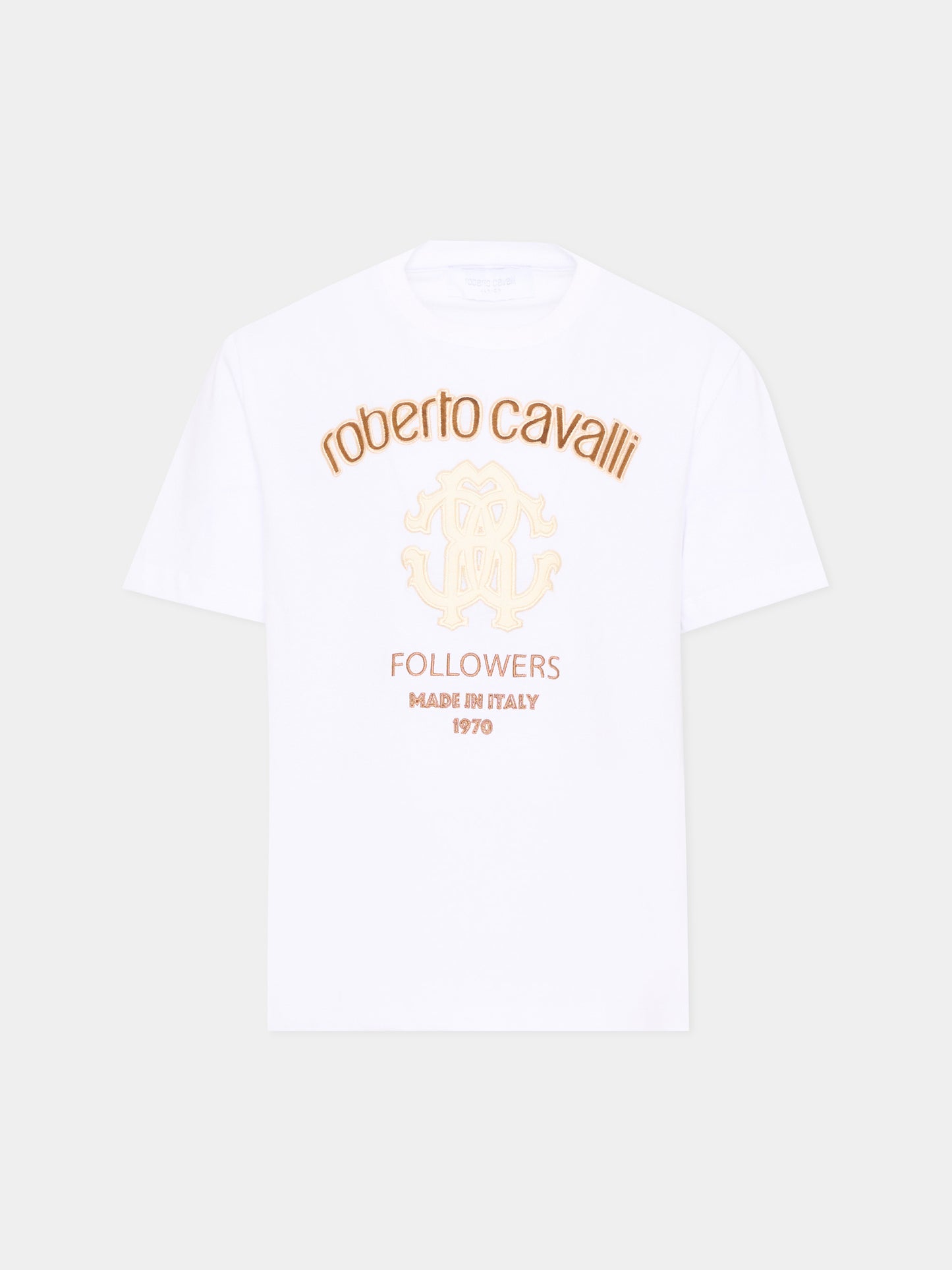 T-Shirt bianca per bambini con logo,Roberto Cavalli Kids,CBA26070TS WHITE