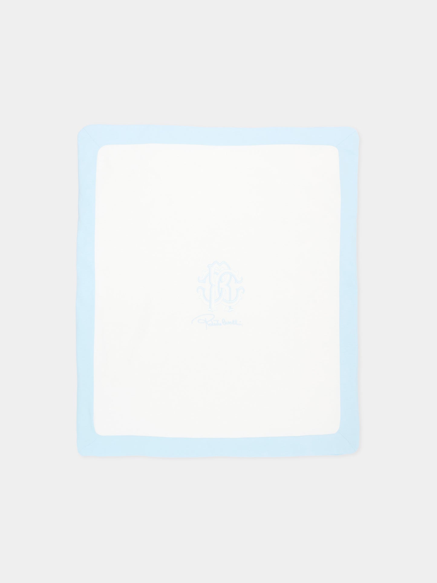 Coperta celeste per neonato con logo,Roberto Cavalli Kids,CLA26050CE SKYRIDE/A.