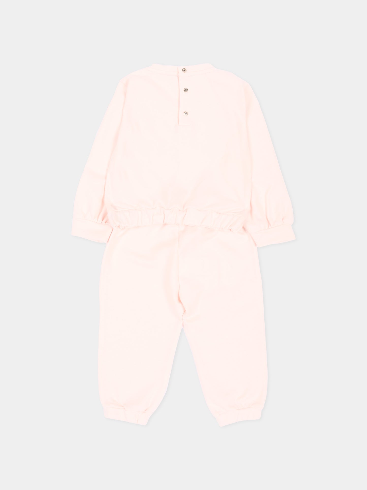 Completo sportivo lungo rosa per neonata con logo,Roberto Cavalli Kids,CIA26034CF PINK_H/P.H