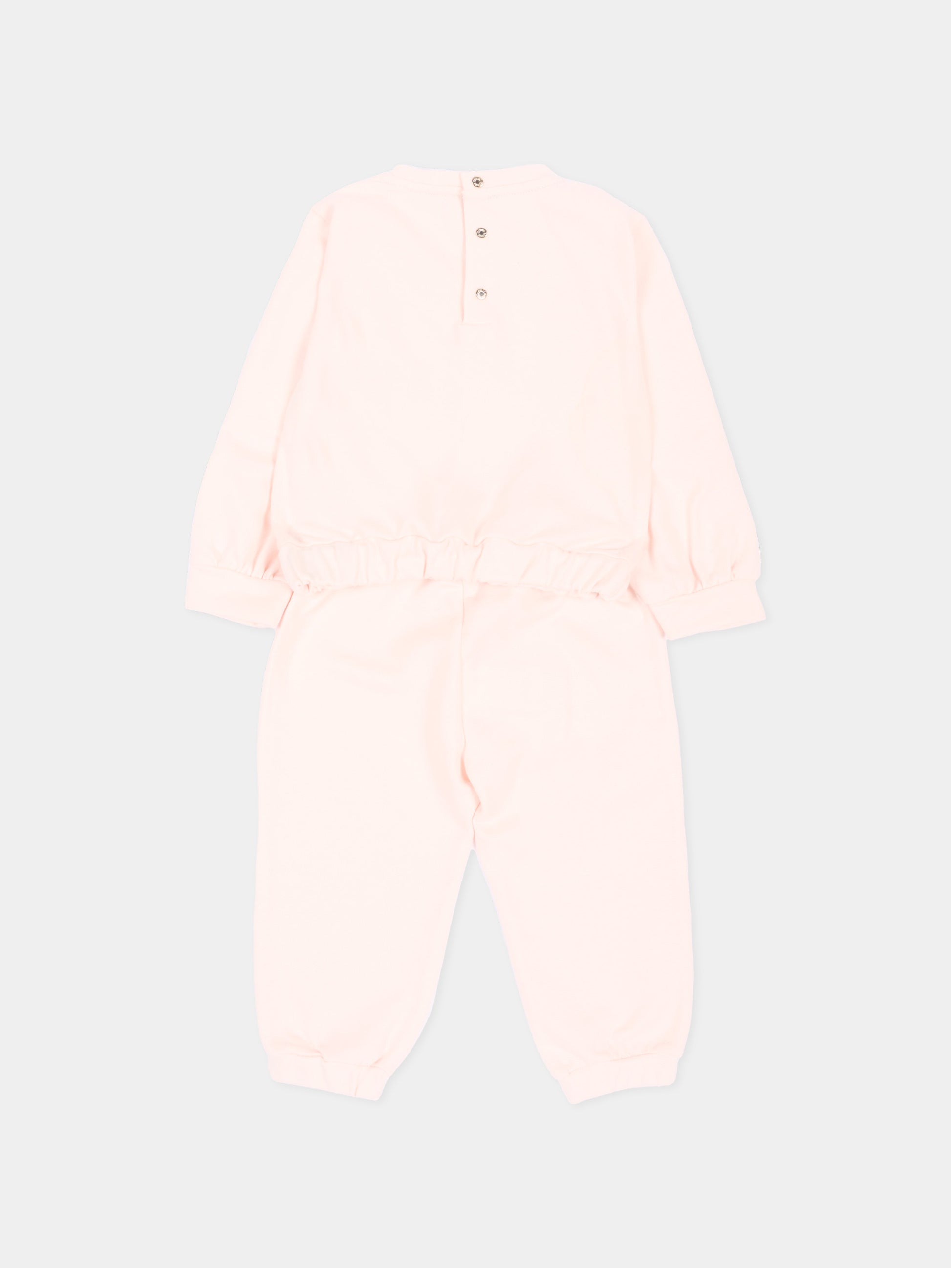 Completo sportivo lungo rosa per neonata con logo,Roberto Cavalli Kids,CIA26034CF PINK_H/P.H