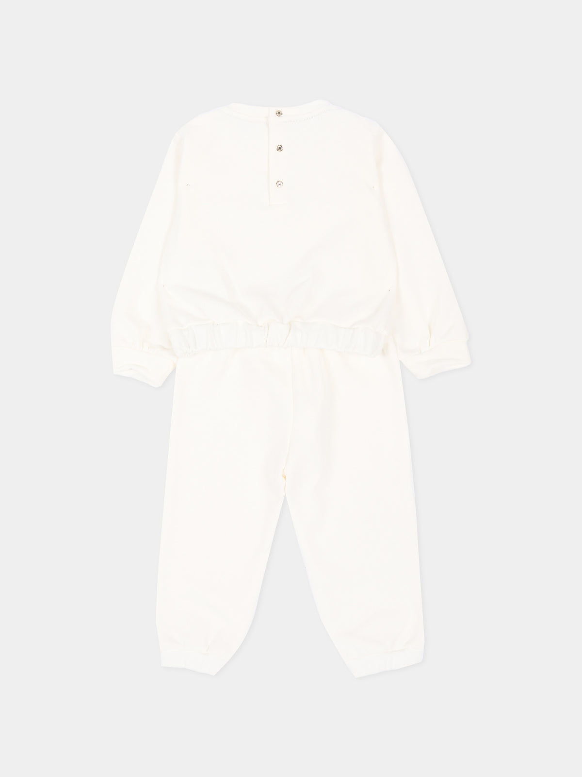 Completo sportivo lungo avorio per neonati con logo,Roberto Cavalli Kids,CIA26034CF AVOR.CC/AV