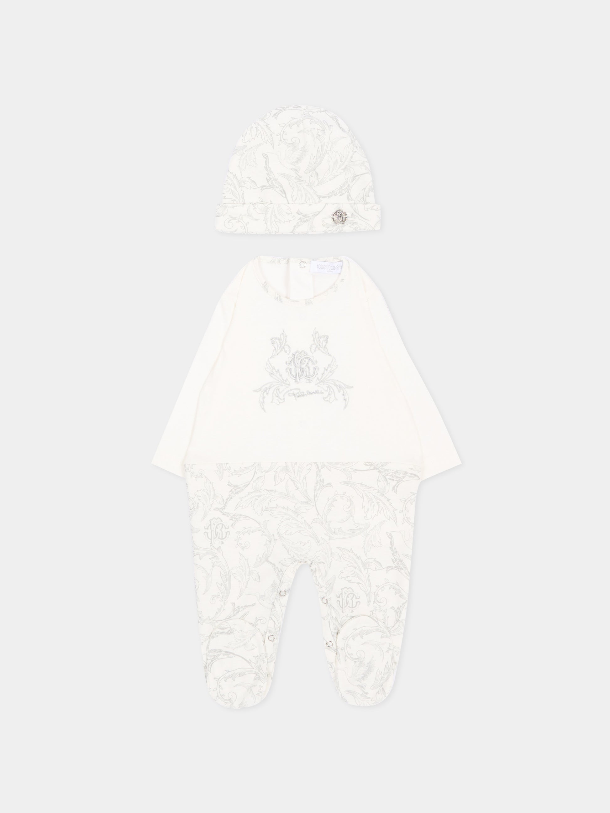 Set tutina avorio per neonati con logo,Roberto Cavalli Kids,CLA26031TU AV.PERLA/A