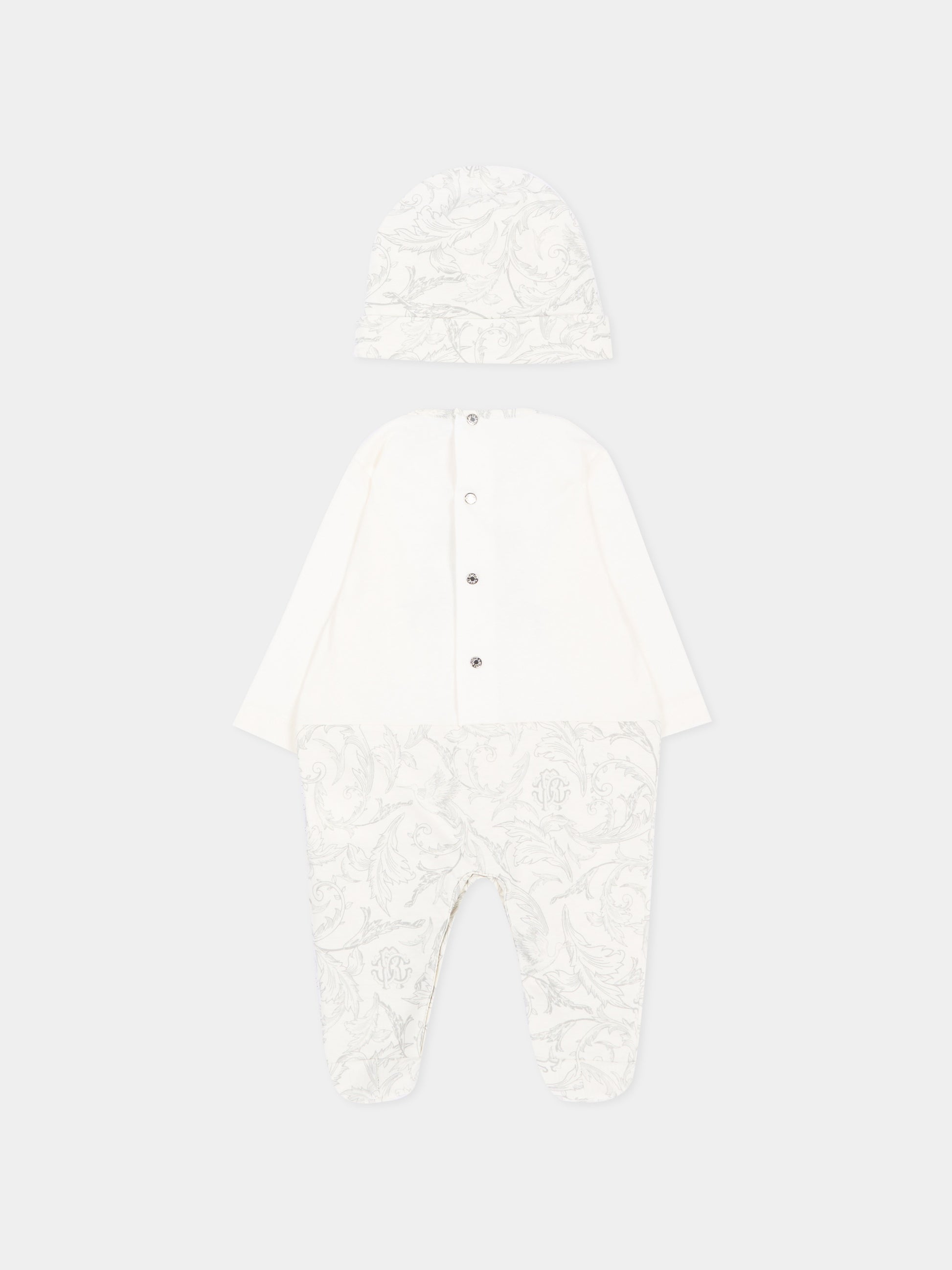 Set tutina avorio per neonati con logo,Roberto Cavalli Kids,CLA26031TU AV.PERLA/A