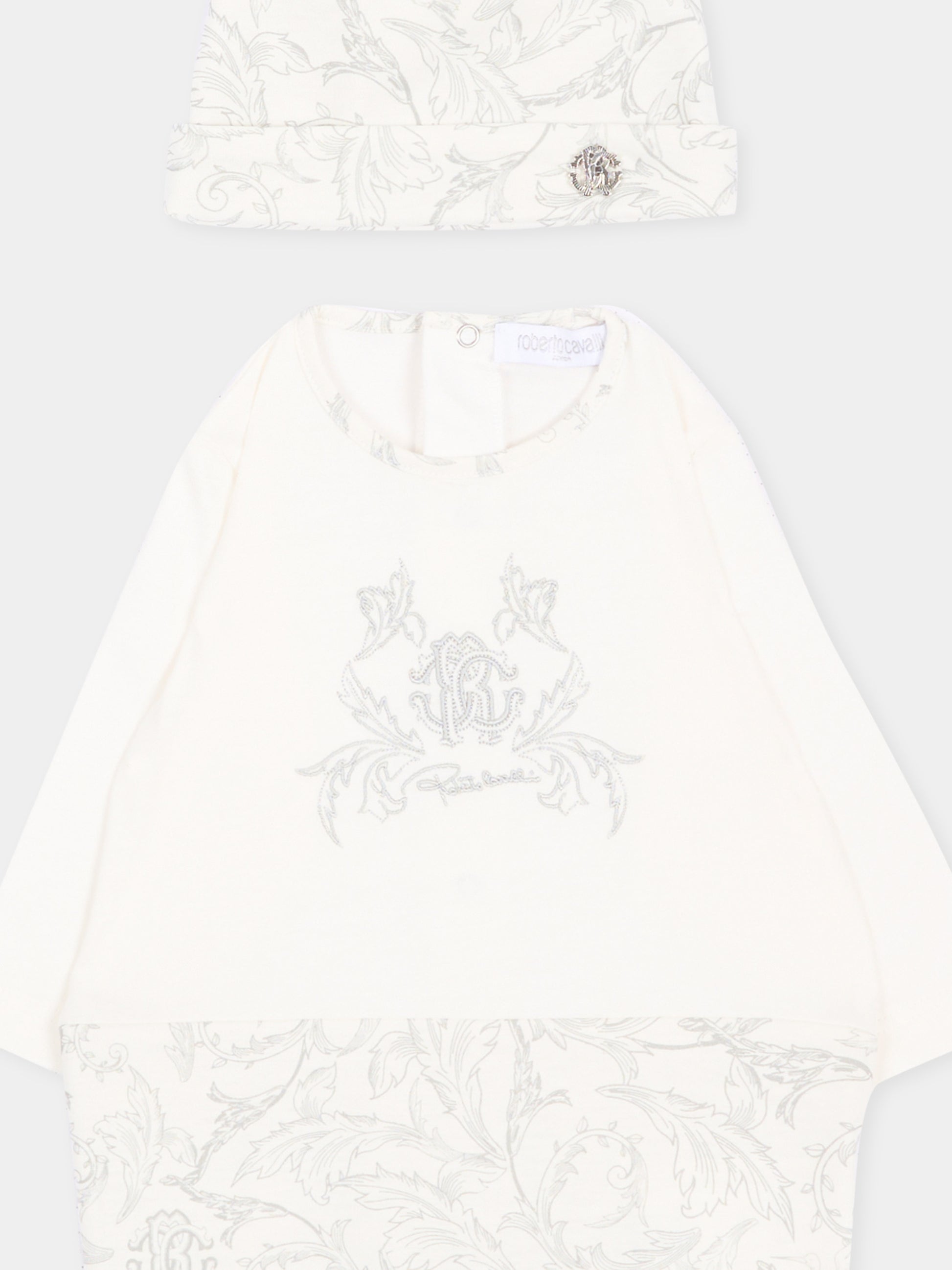 Set tutina avorio per neonati con logo,Roberto Cavalli Kids,CLA26031TU AV.PERLA/A
