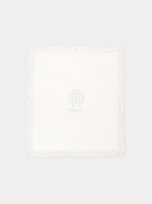 Coperta avorio per neonati con logo,Roberto Cavalli Kids,CLA26022CE AVV.PERLA