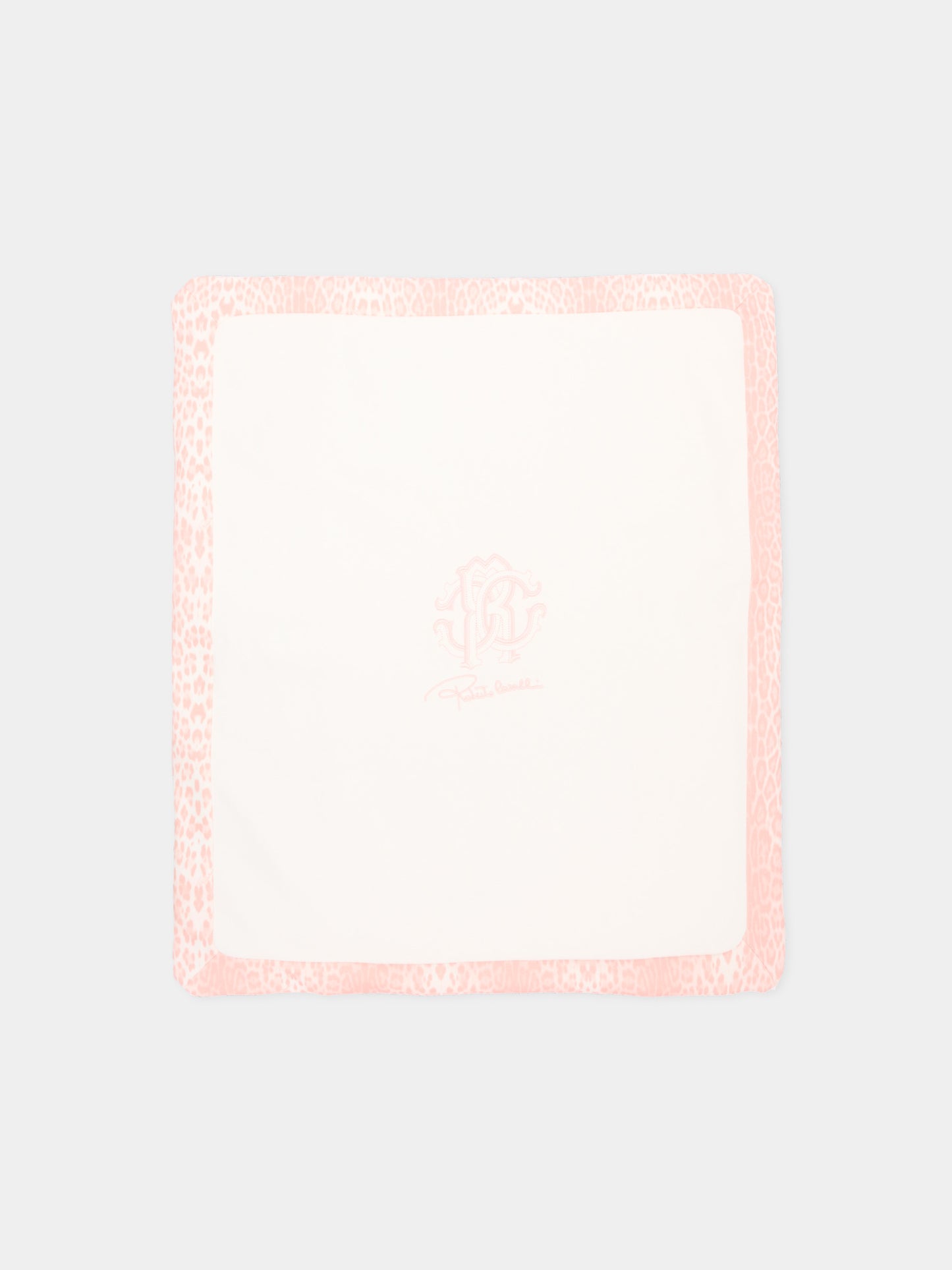 Coperta rosa animalier per neonata con logo,Roberto Cavalli Kids,CLA26036CE GIAG.ROSA