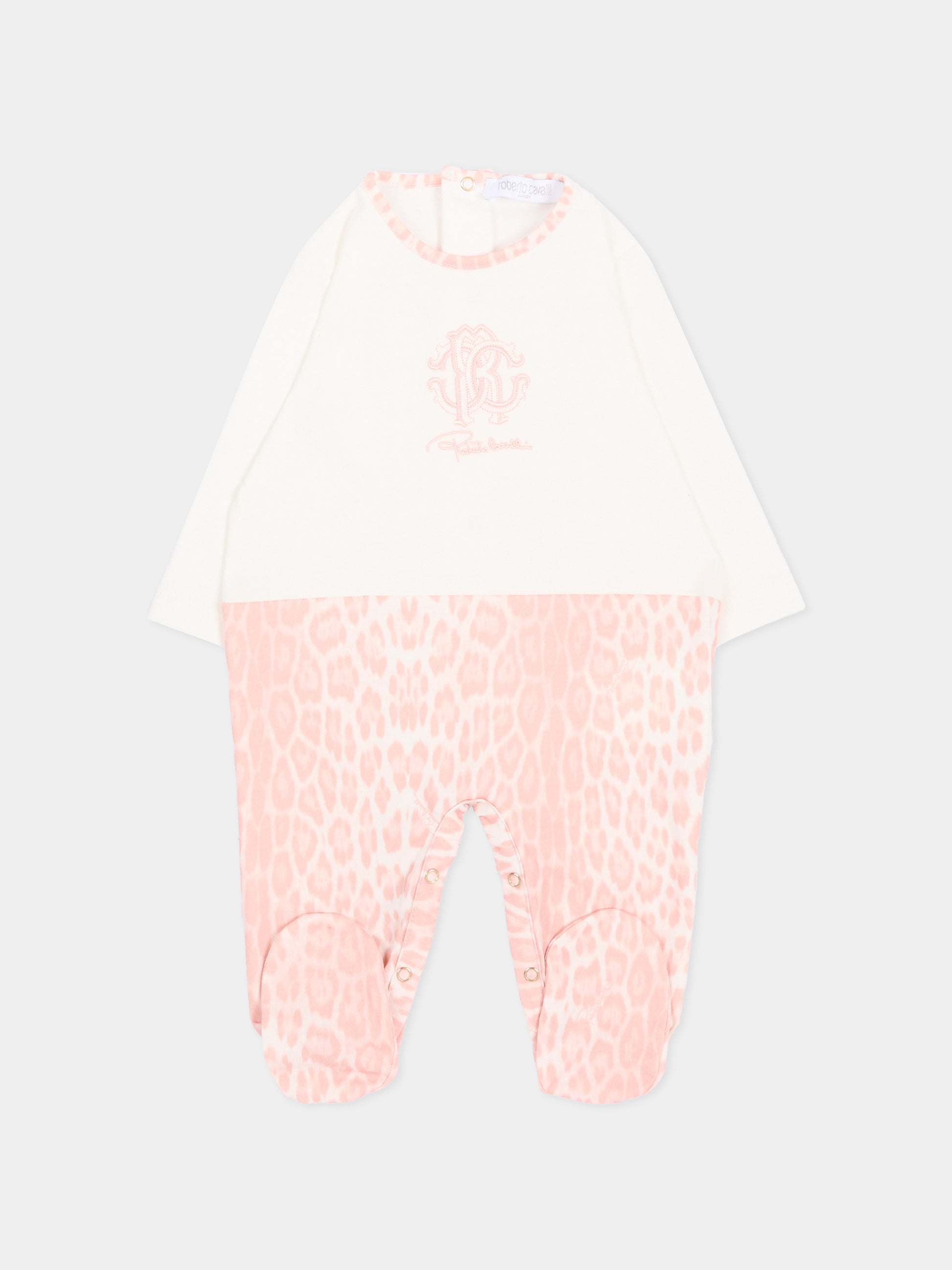Set tutina rosa animalier per neonata con logo,Roberto Cavalli Kids,CLA26027TU GIAG.R/ACC