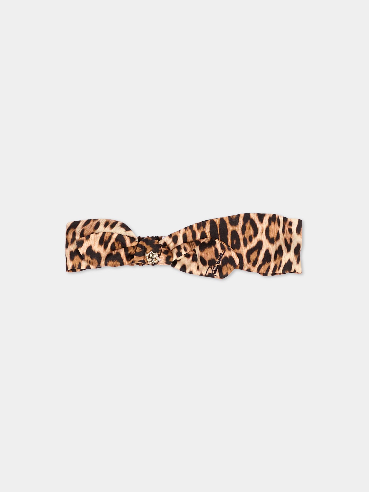 Fascia marrone animalier per neonata con logo,Roberto Cavalli Kids,CLA26006FR GIAG.NATUR