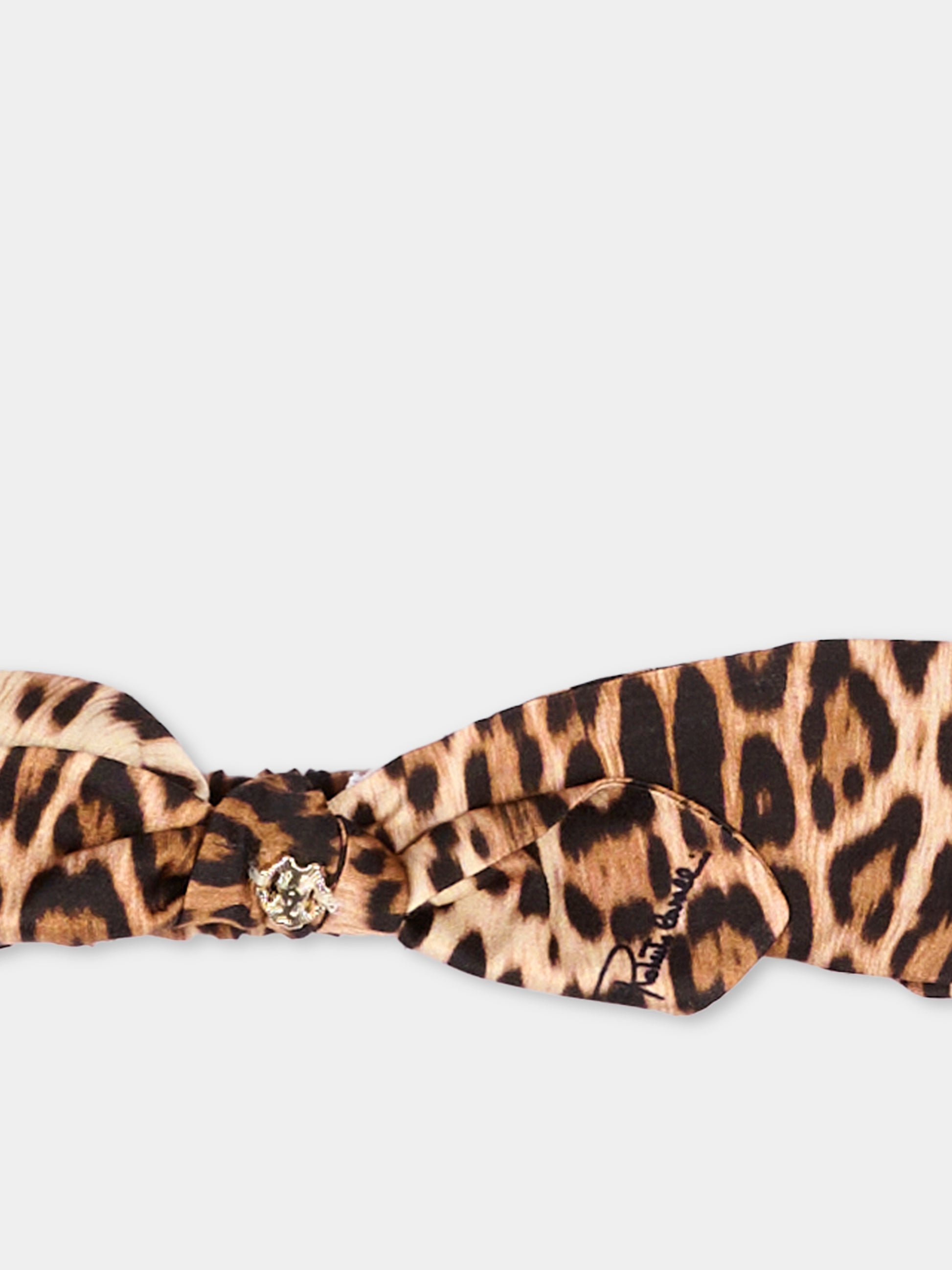 Fascia marrone animalier per neonata con logo,Roberto Cavalli Kids,CLA26006FR GIAG.NATUR