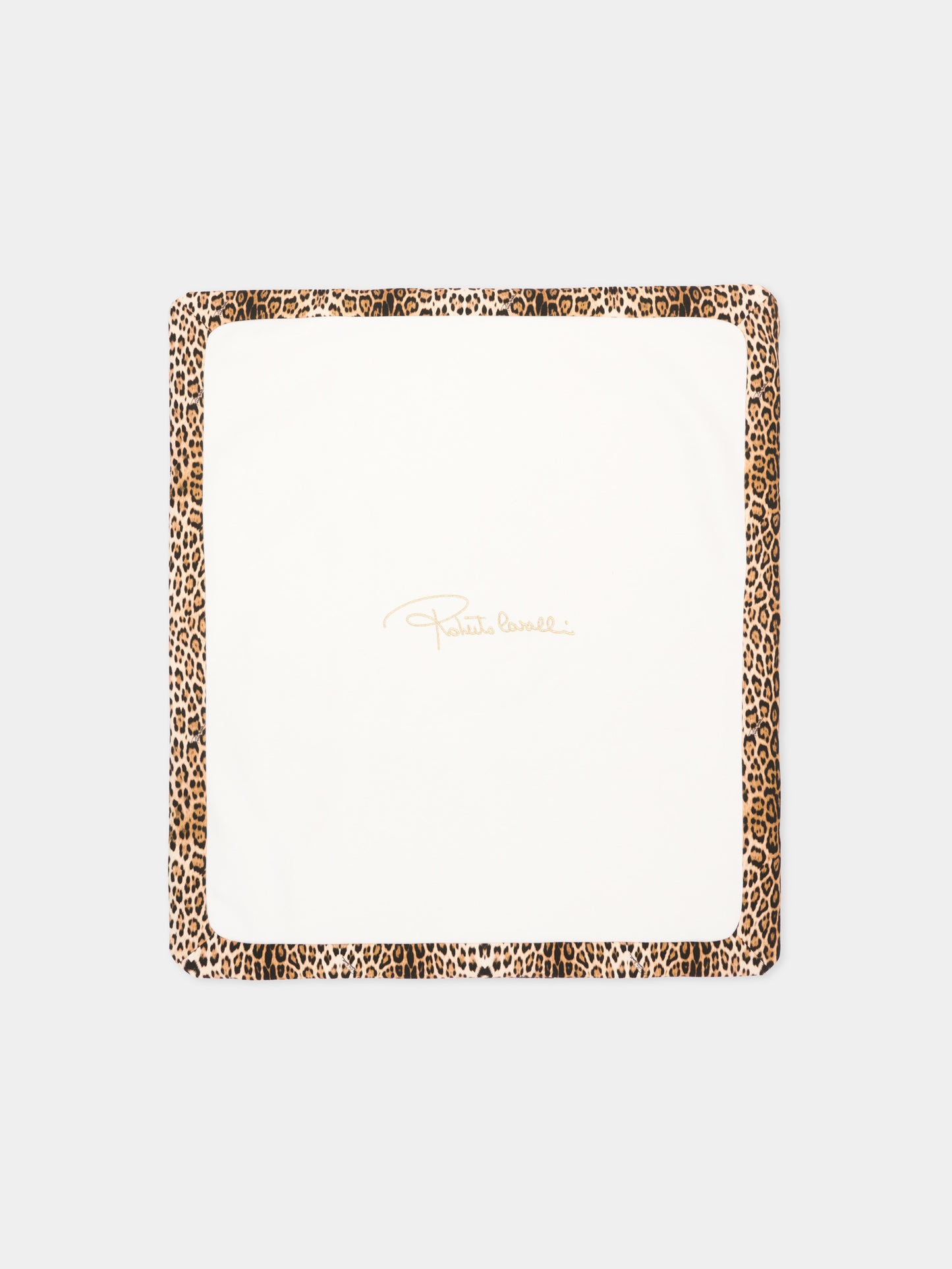 Coperta avorio animalier per neonata con logo,Roberto Cavalli Kids,CLA26002CE GIAG.N/ACC