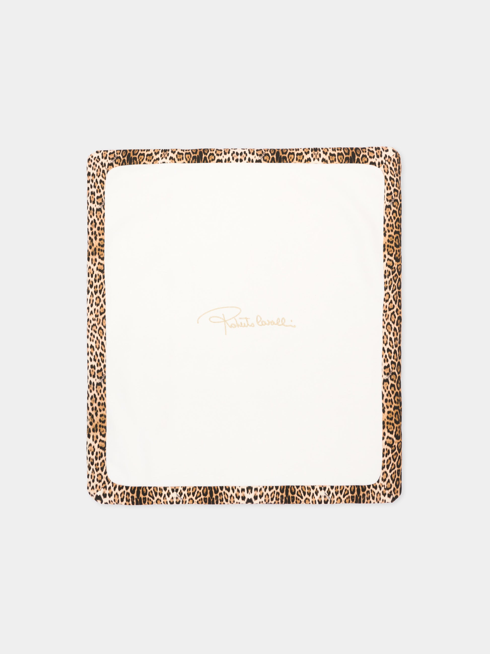 Coperta avorio animalier per neonata con logo,Roberto Cavalli Kids,CLA26002CE GIAG.N/ACC