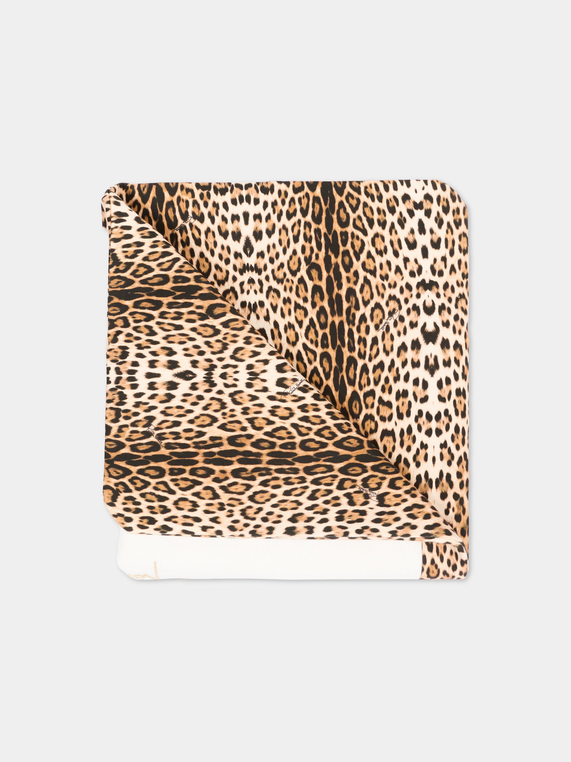 Coperta avorio animalier per neonata con logo,Roberto Cavalli Kids,CLA26002CE GIAG.N/ACC