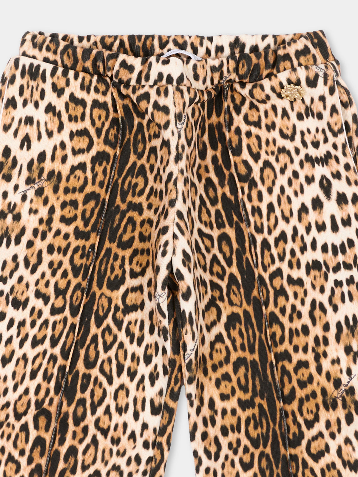 Pantalone marrone animalier per neonata,Roberto Cavalli Kids,CIA26045PA GIAG.NATUR