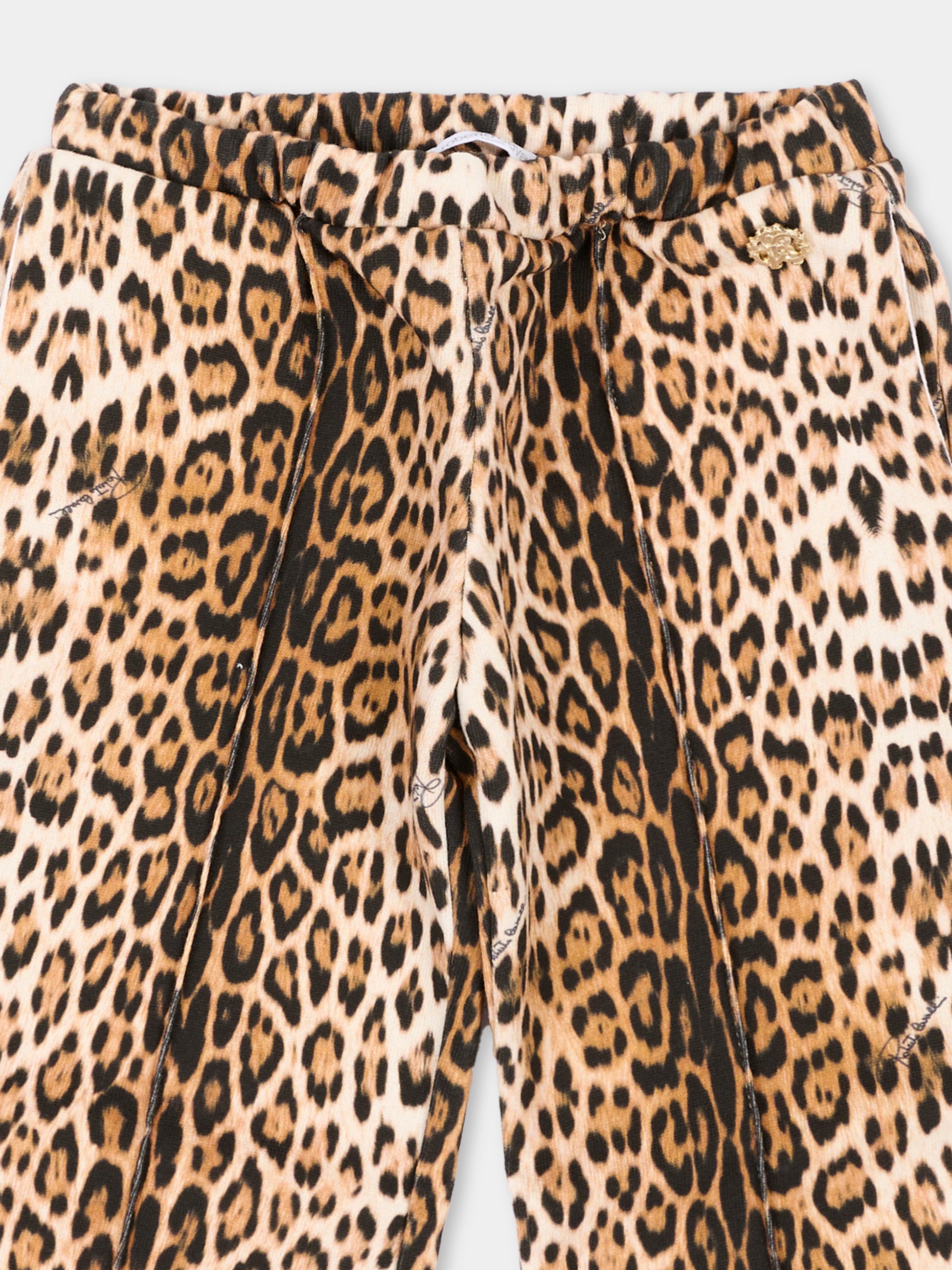 Pantalone marrone animalier per neonata,Roberto Cavalli Kids,CIA26045PA GIAG.NATUR