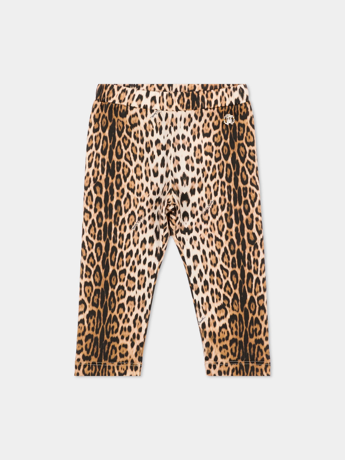 Leggings marrone animalier per neonata,Roberto Cavalli Kids,CIA26067LE GIAG.NATUR