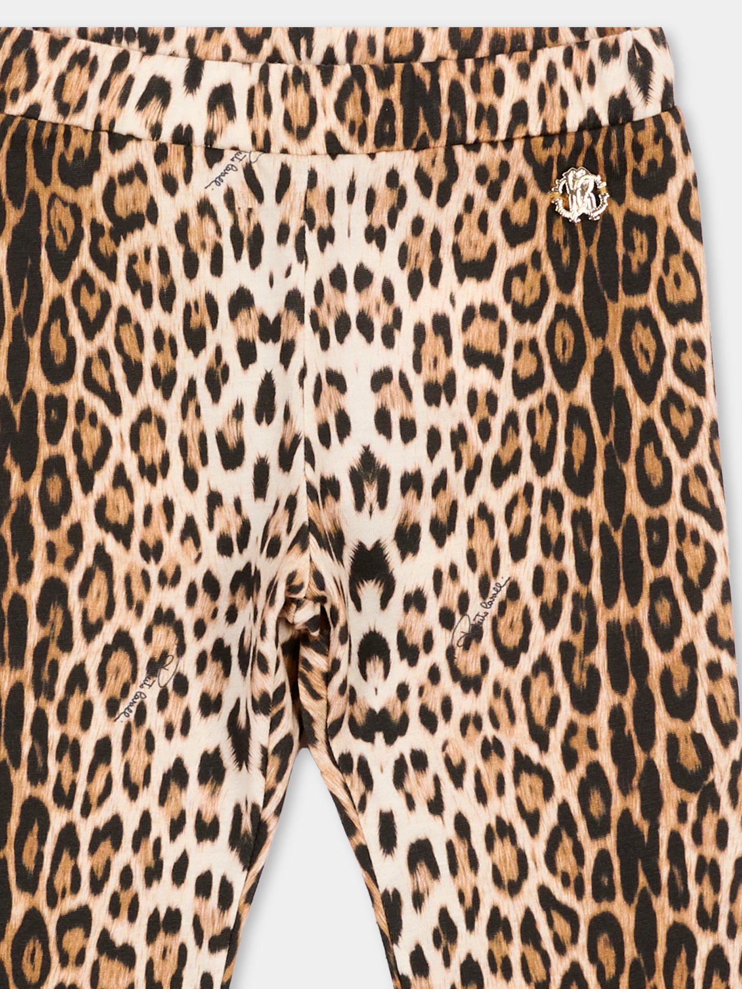 Leggings marrone animalier per neonata,Roberto Cavalli Kids,CIA26067LE GIAG.NATUR
