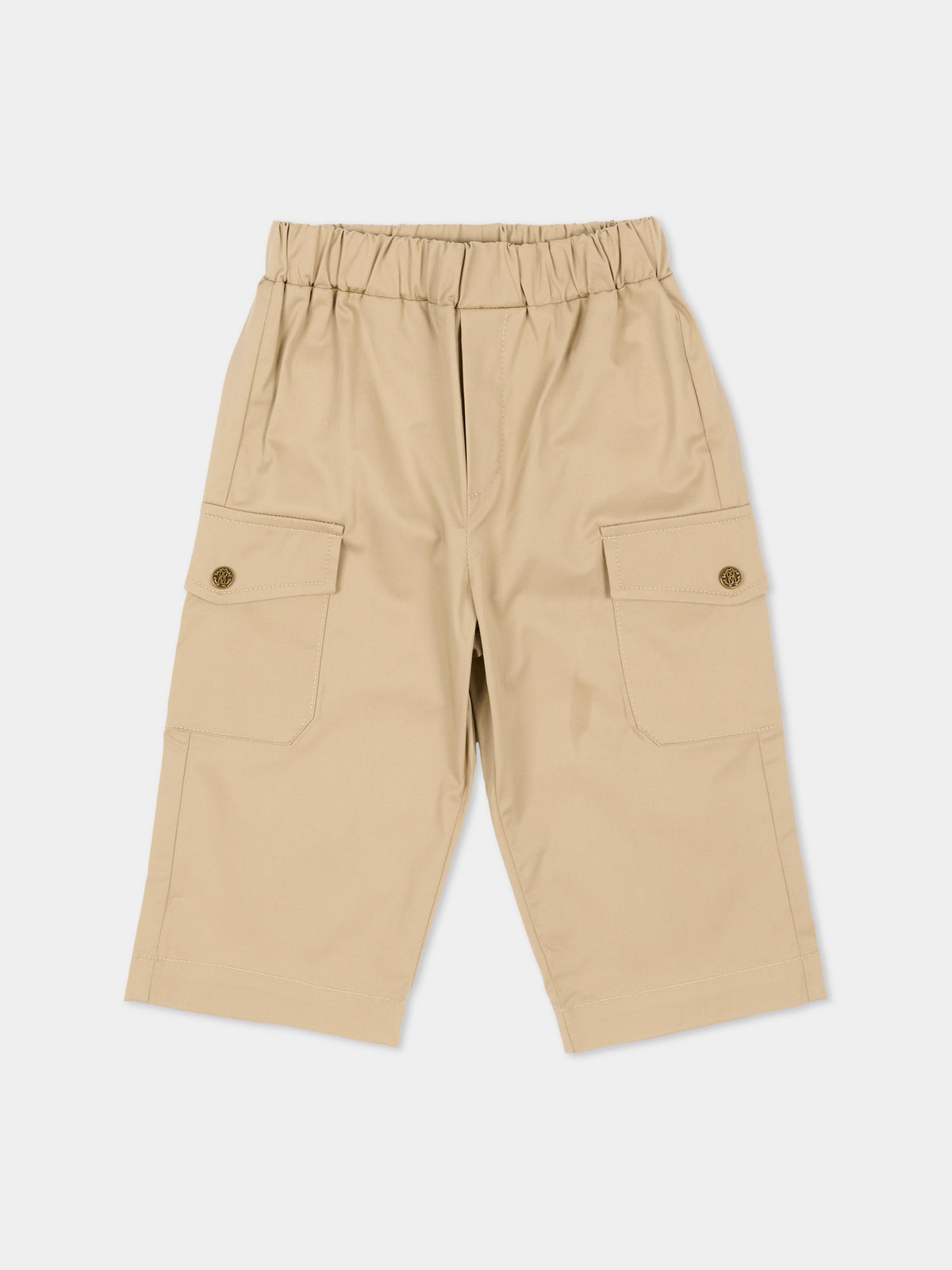 Pantalone beige per neonato cargo,Roberto Cavalli Kids,CIA26114PA BEIG.MARZ.